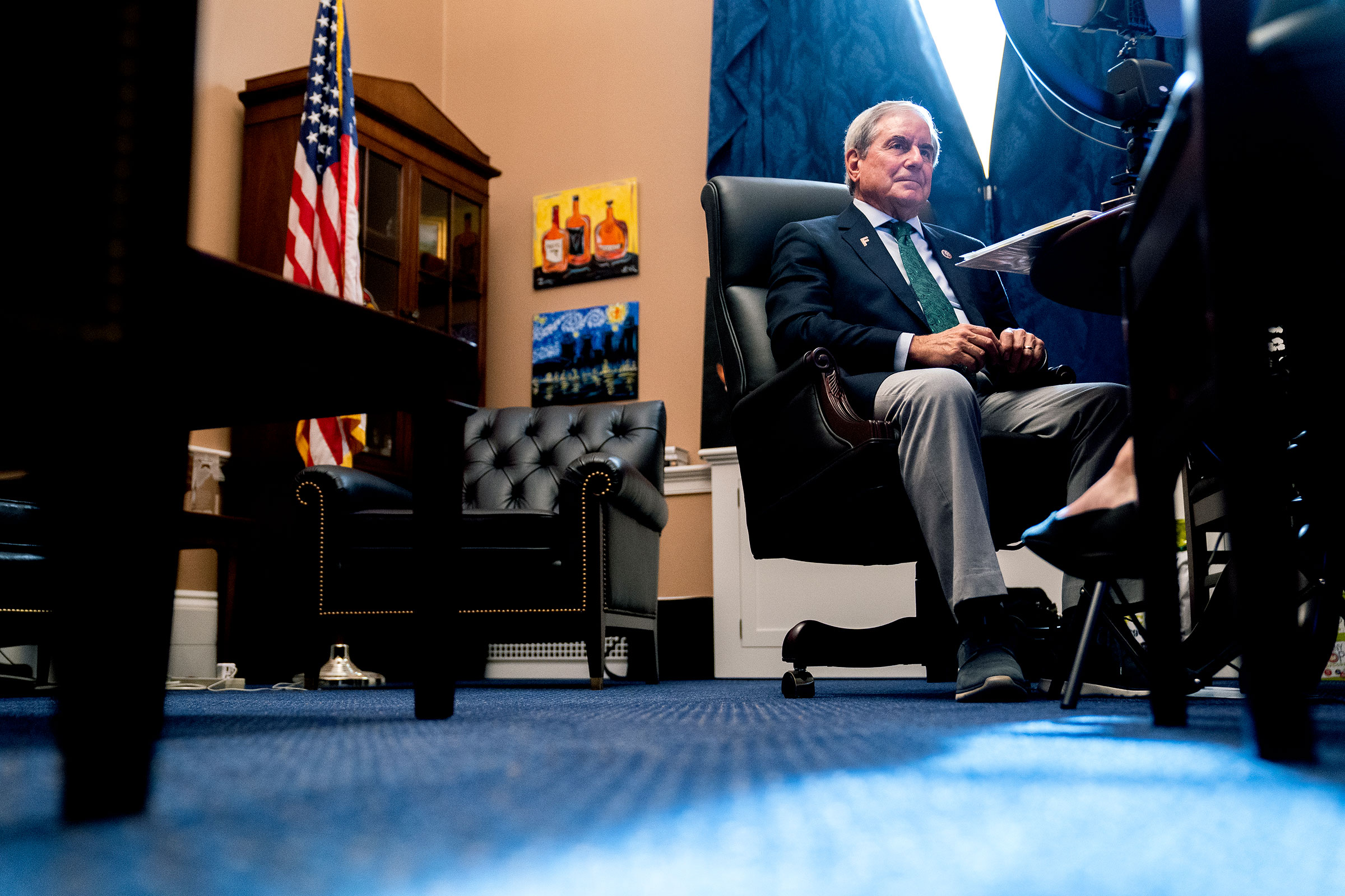 Rep. John Yarmuth listens during a virtual markup in his office on Capitol Hill on Sept. 25, 2021. (Stefani Reynolds—Getty Images)