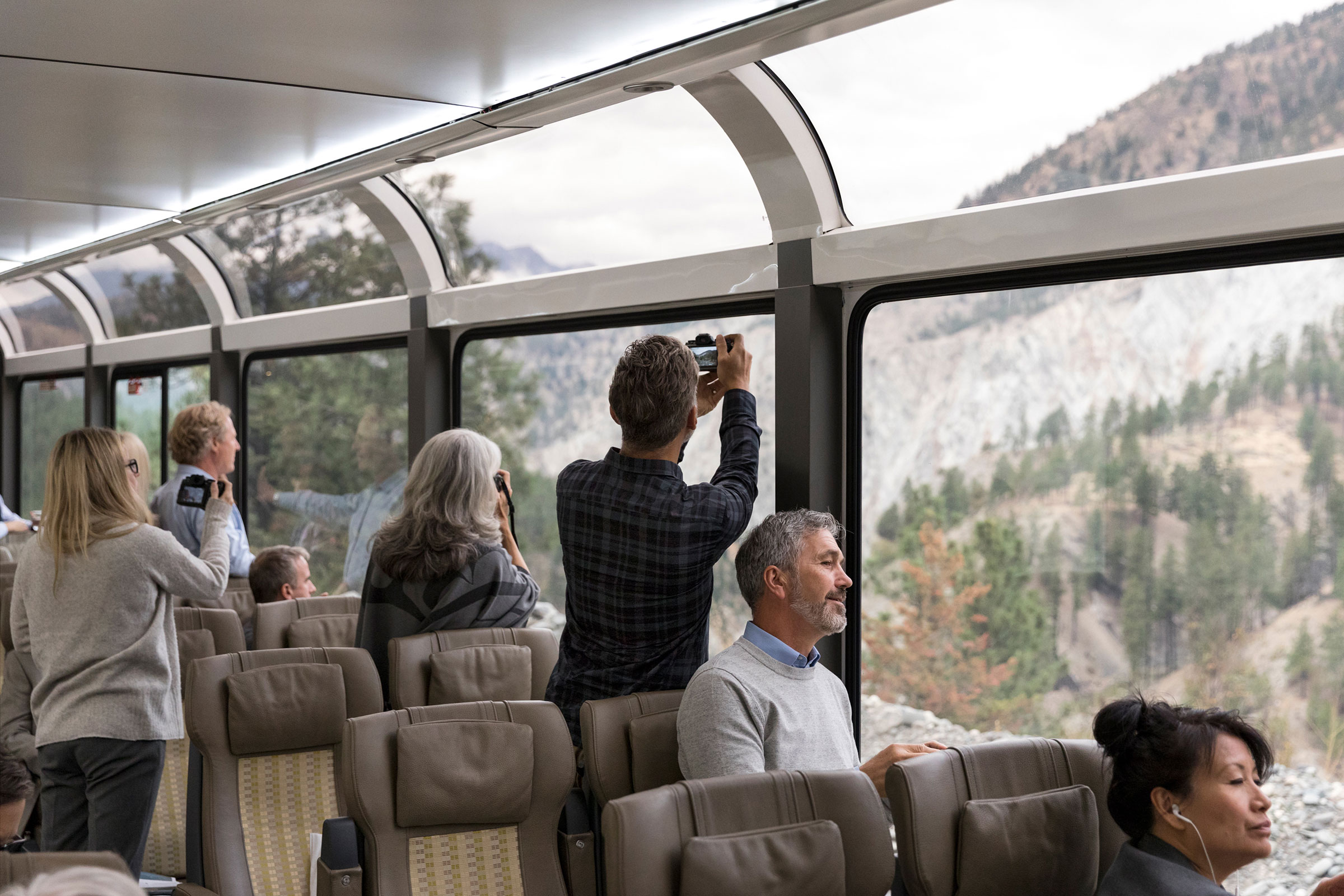 An interior train view of Rocky Mountaineer's Rockies to the Red Rocks train route, which is a two-day trip through the landscapes between Moab, Utah and Denver. (Courtesy Rocky Mountaineer)