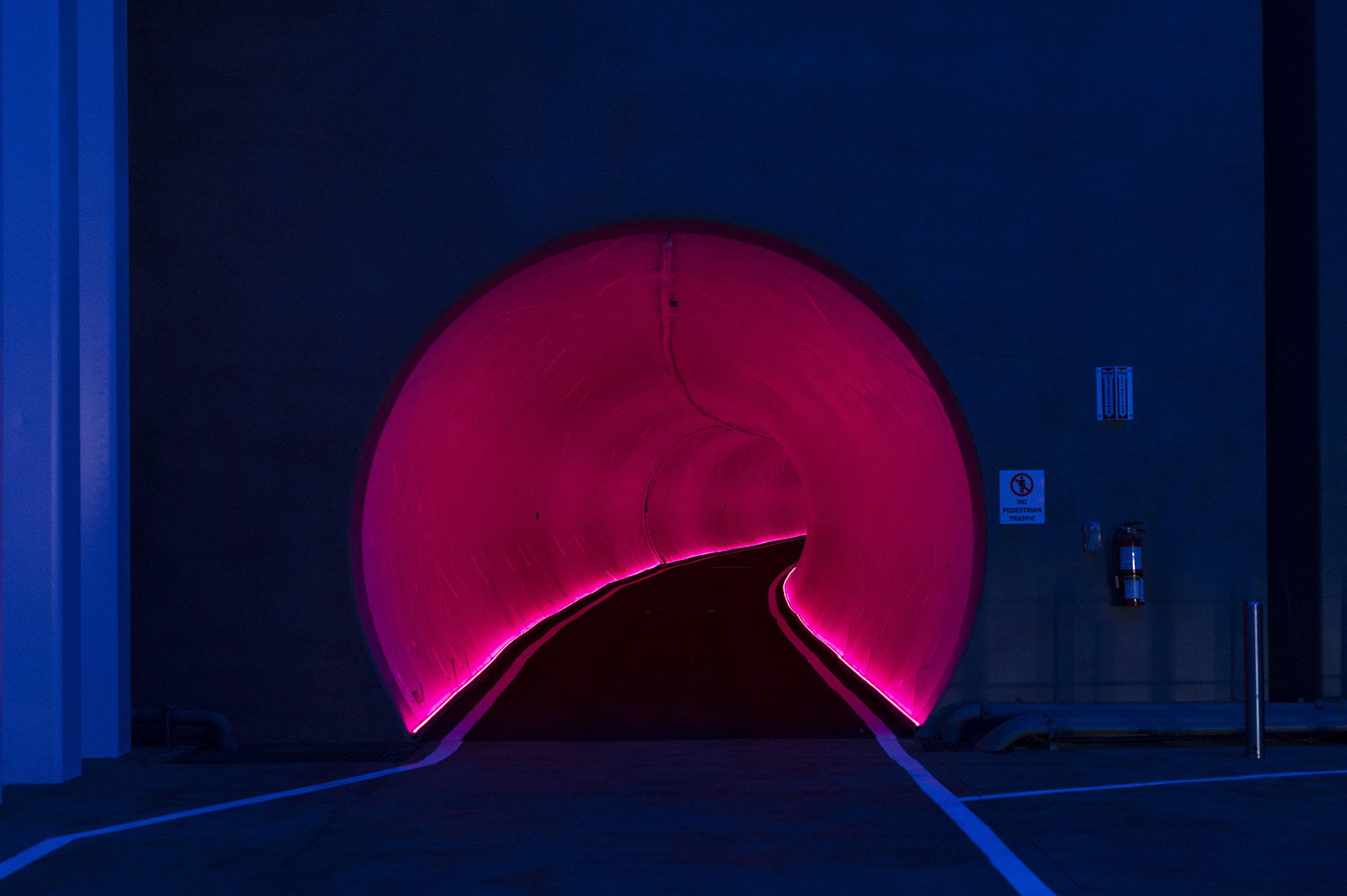 Part of the underground tunnel during a tour of the Boring Co. Convention Center Loop in Las Vegas, Nevada, in April 2021. (Bridget Bennett—Bloomberg via Getty Images)