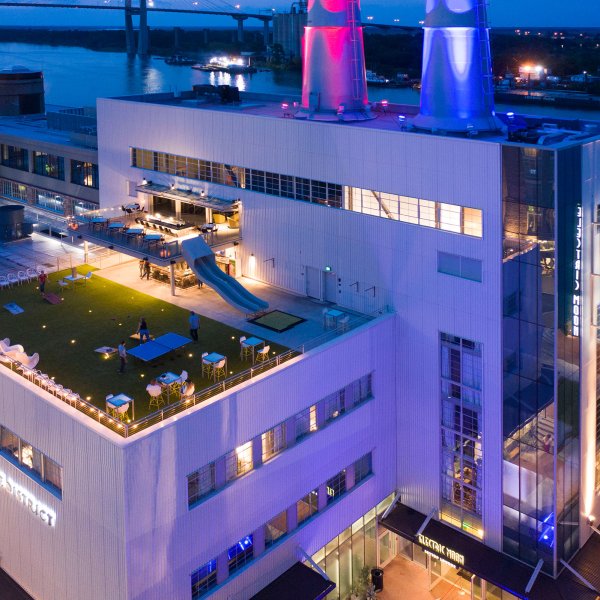 The Electric Moon Skytop Lounge + The Moon Deck at the Plant Riverside District in Savannah, Ga.