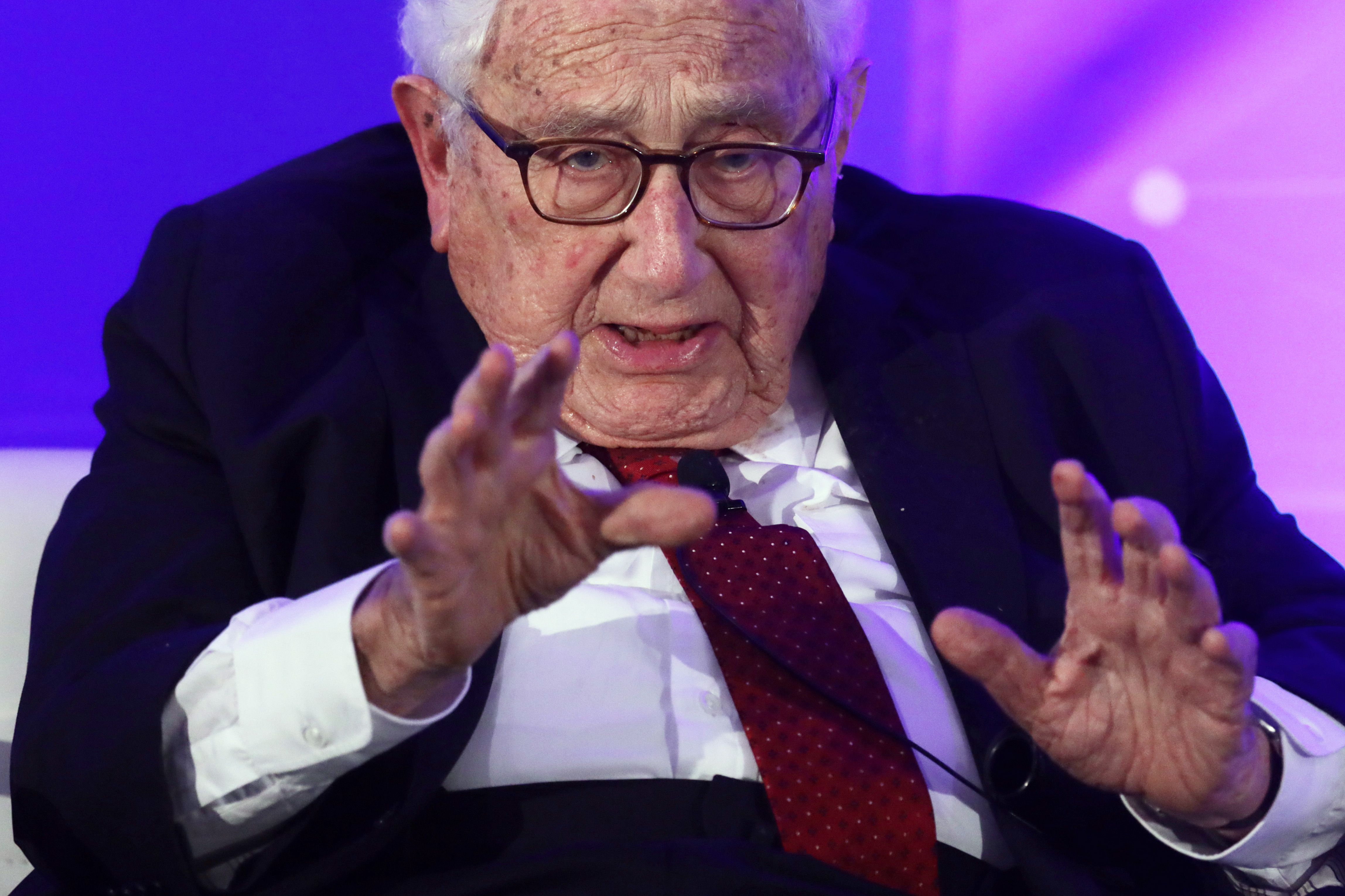WASHINGTON, DC - NOVEMBER 05:  Former U.S. Secretary of State Henry Kissinger speaks during a National Security Commission on Artificial Intelligence (NSCAI) conference November 5, 2019 in Washington, DC. (Alex Wong/Getty Images)
