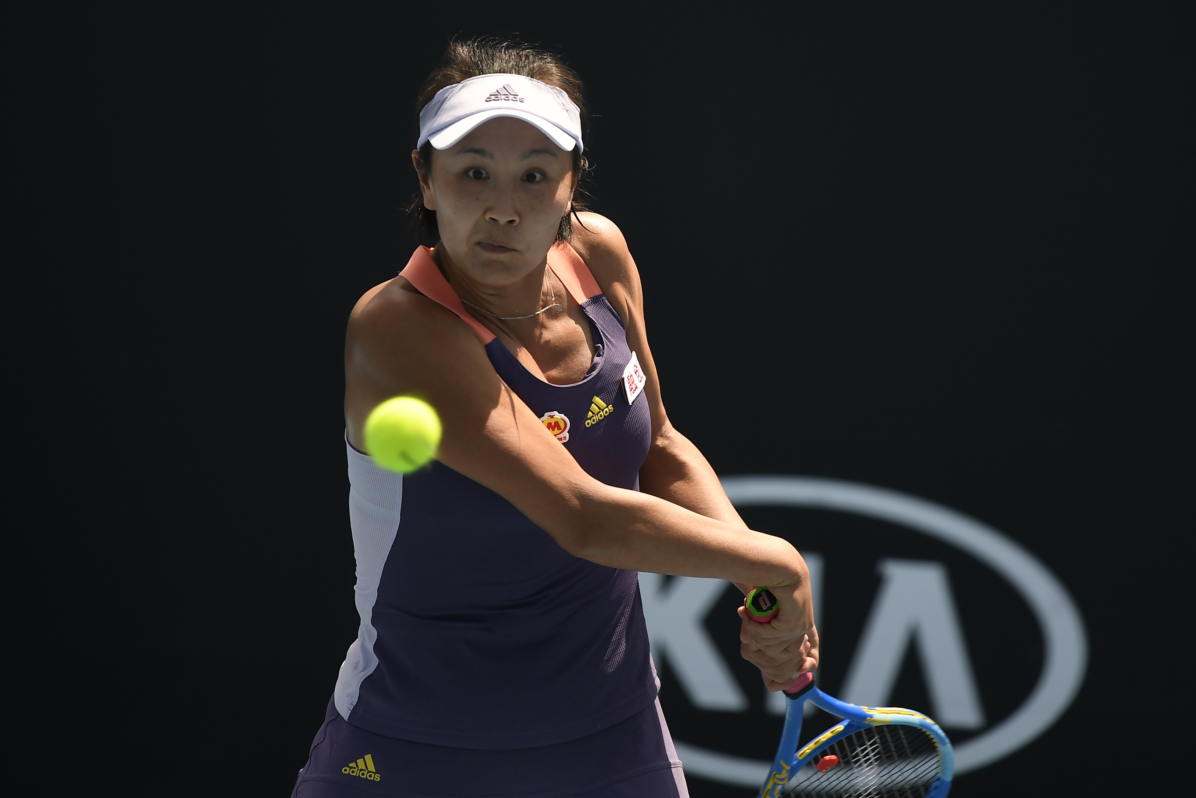 Shuai Peng of China in action during her Women's Singles first round match against Nao Hibino of Japan on day two of the 2020 Australian Open at Melbourne Park on January 21, 2020 in Melbourne, Australia. (Getty Images—2020 Fred Lee)