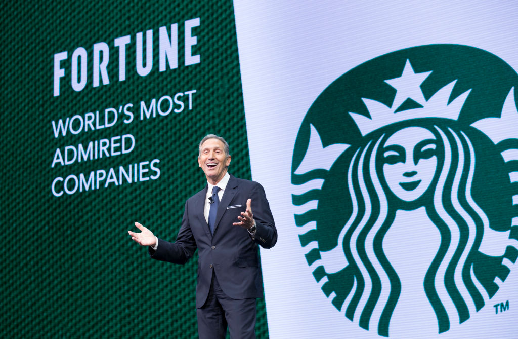 CEO Howard Schultz speaks during the Starbucks annual meeting of shareholders on March 22, 2017 in Seattle, Washington. (Stephen Brashear/Getty Images)