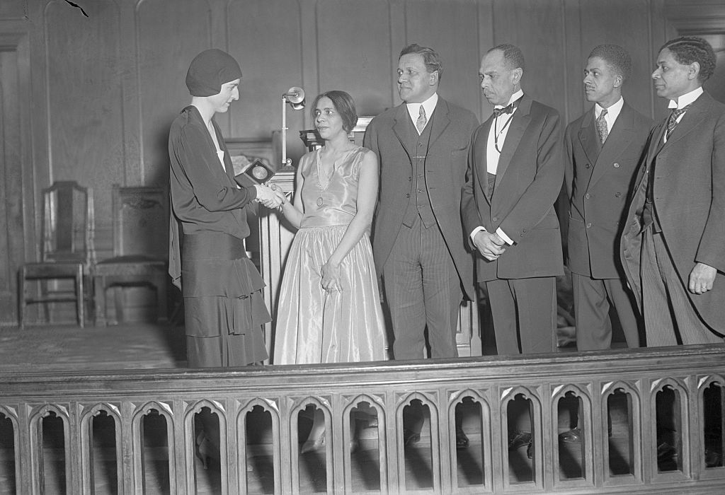 Nella Larsen, second from left, at the Harmon Award ceremony in 1928 (Photo by UPI/Bettmann Archive/Getty Images) (Bettmann Archive)