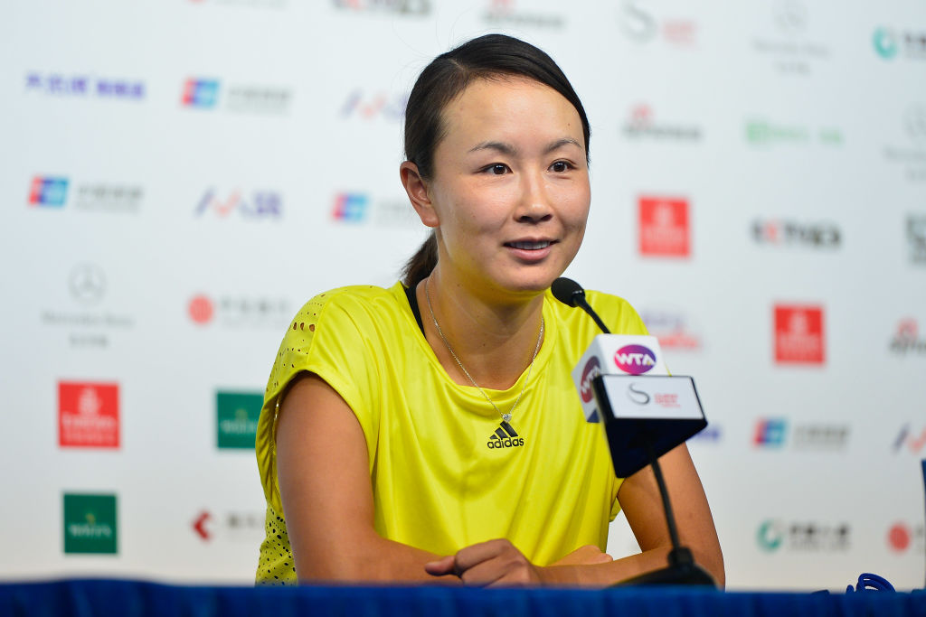 Peng Shuai Peng of China attends the press conference at the 2017 China Open at the China National Tennis Centre on Oct. 5, 2017 in Beijing. (Getty Images&mdash;2017 Zhe Ji)
