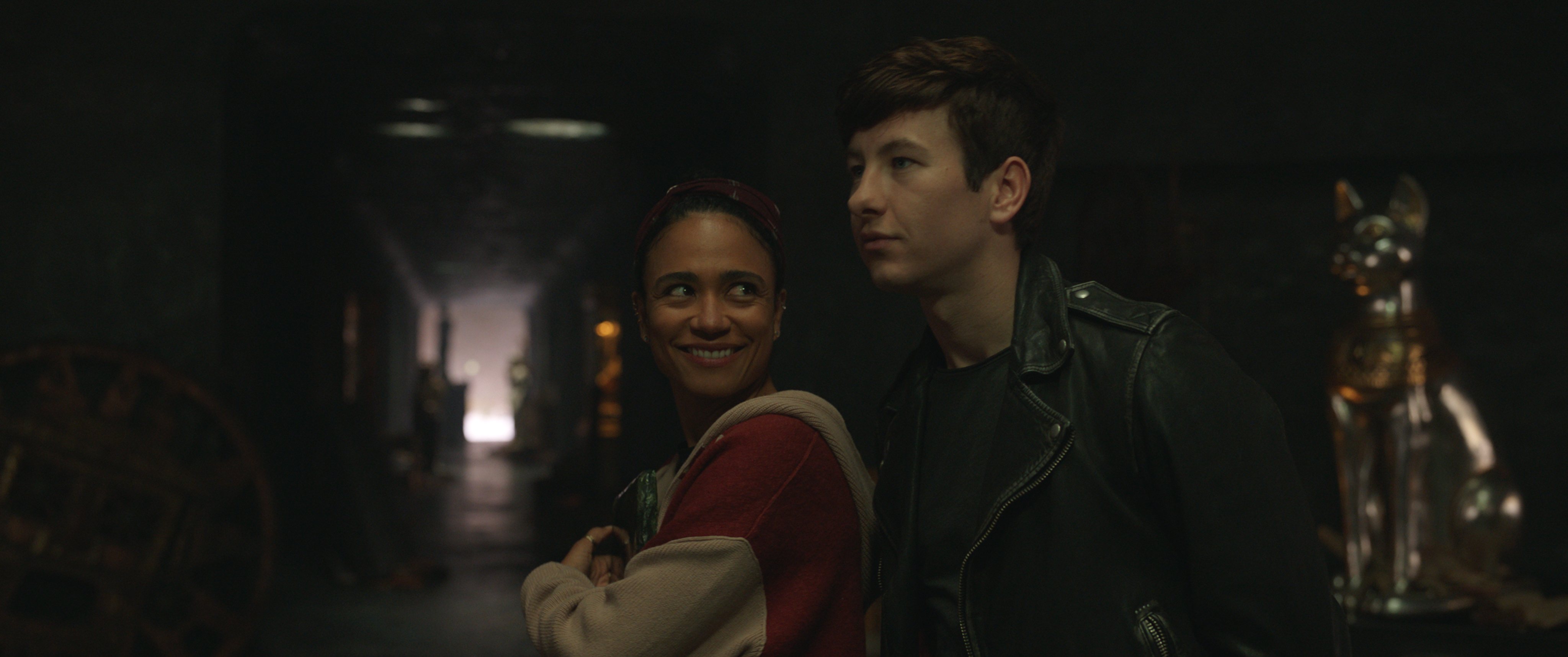(L-R): Makkari (Lauren Ridloff) and Druig (Barry Keoghan) in Marvel Studios' ETERNALS. Photo courtesy of Marvel Studios. ©Marvel Studios 2021. All Rights Reserved. (Courtesy of Marvel Studios—©Marvel Studios 2021. All Rights Reserved.)