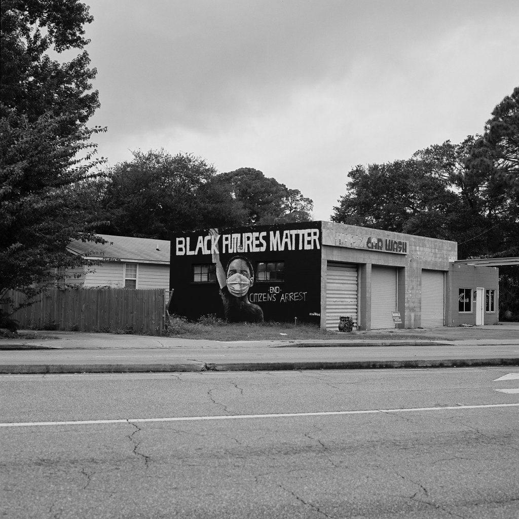 "Black Futures Matter/ End Citizens Arrest" mural in Brunswick, GA.