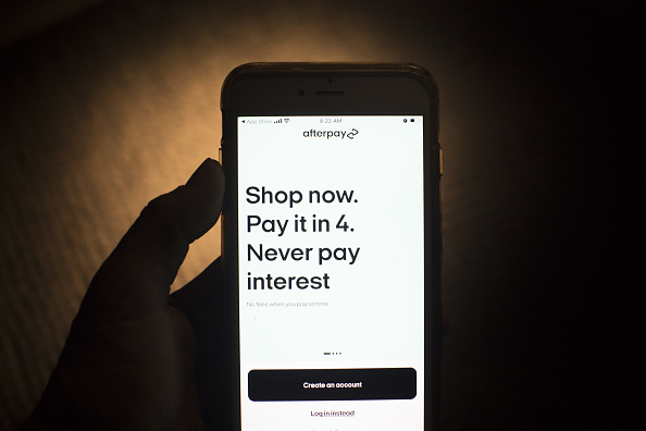 The Afterpay application login page arranged on a smartphone in Sydney, Australia, on Aug. 3, 2021. (Brent Lewin—Bloomberg/Getty Images)