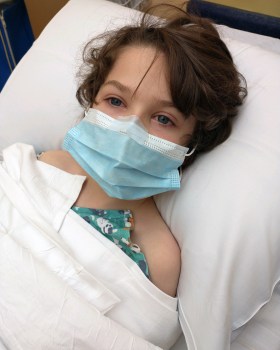 Dylan in the hospital in December 2020.