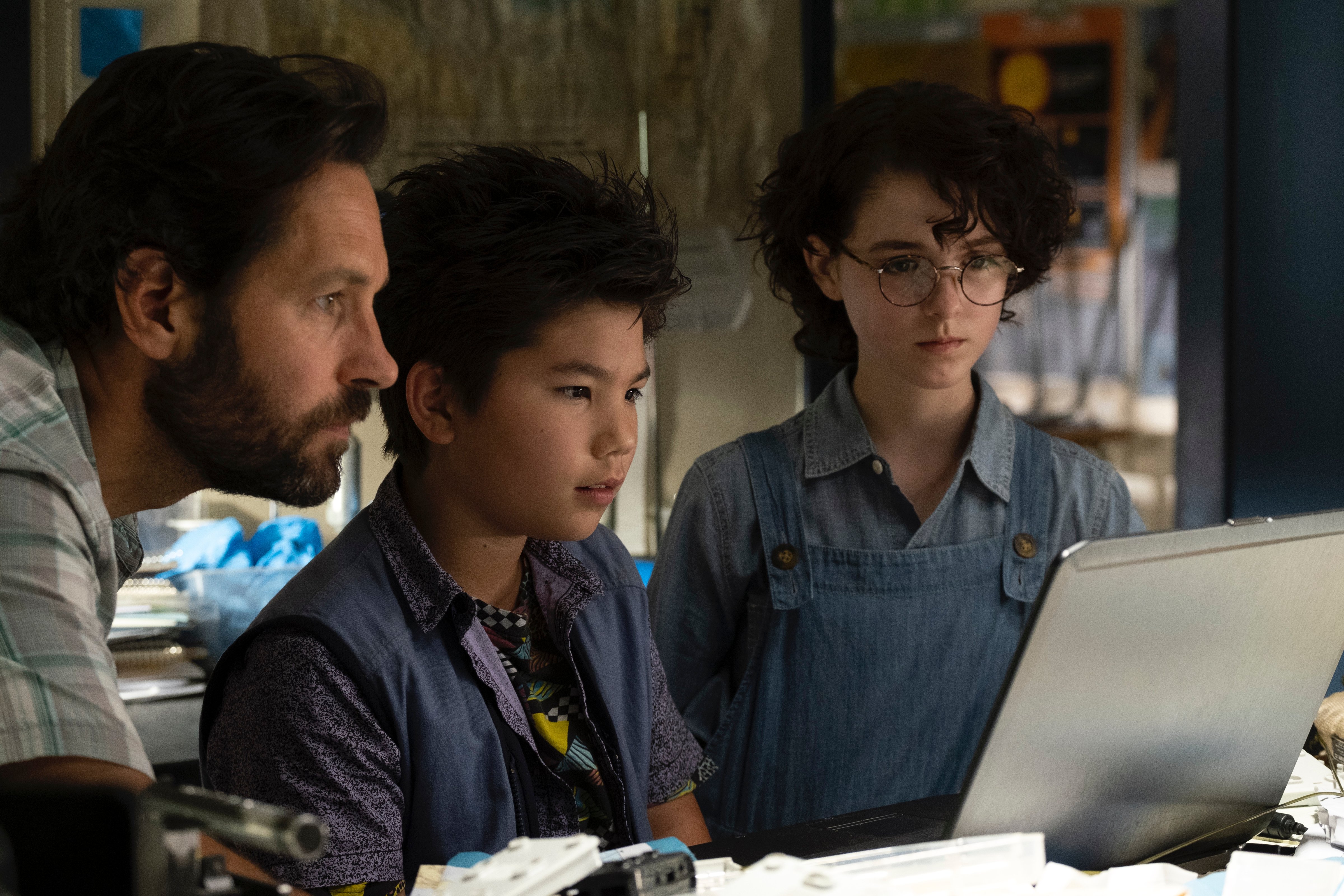 Paul Rudd, Logan Kim and Mckenna Grace 'Ghostbusters: Afterlife' (Kimberley French—Sony Pictures Entertainment)