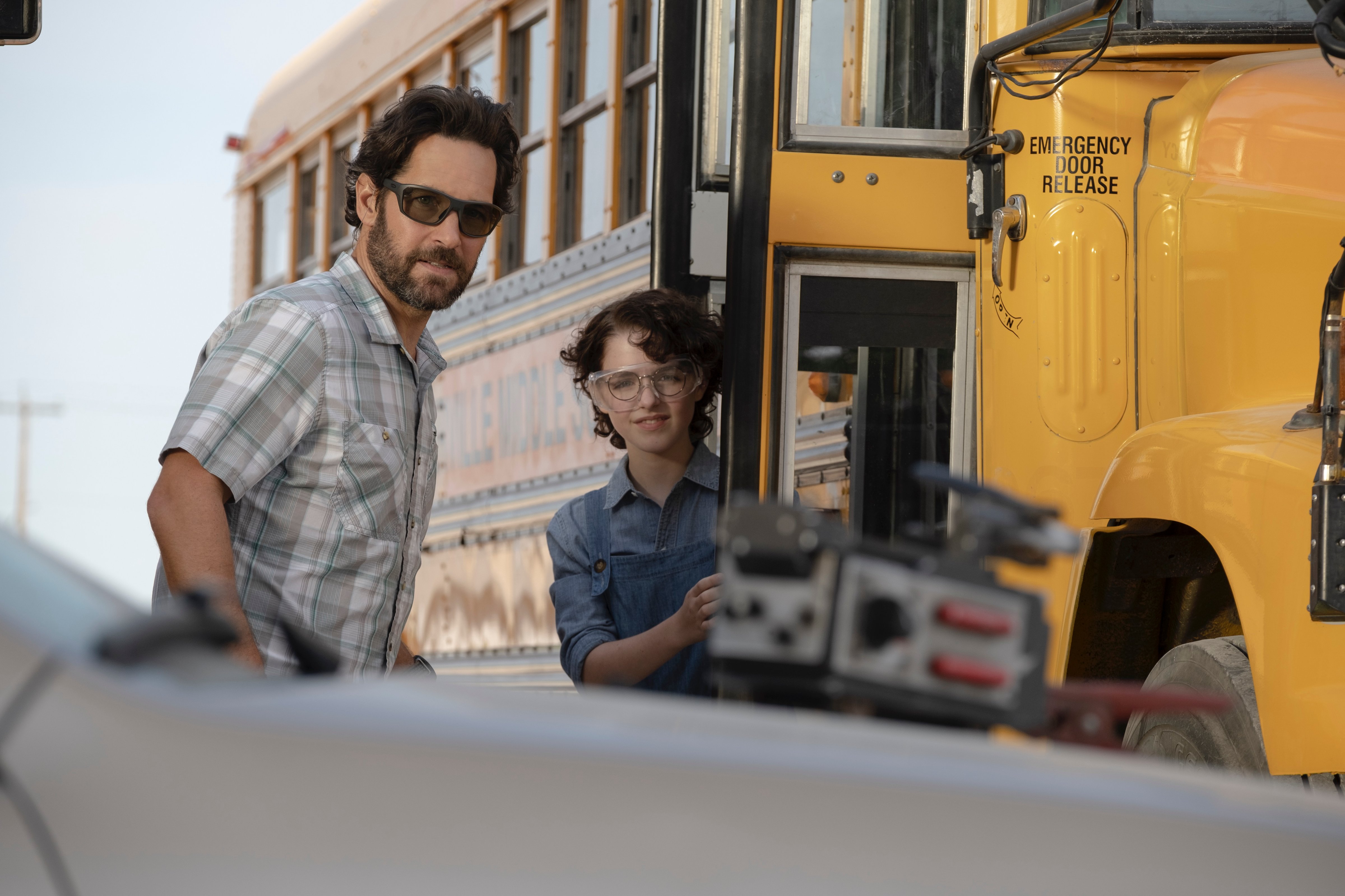 Mr. Gary Grooberson (Paul Rudd) and Phoebe (Mckenna Grace) in Columbia Pictures' GHOSTBUSTERS: AFTERLIFE. (Kimberley French—Sony Pictures Entertainment)