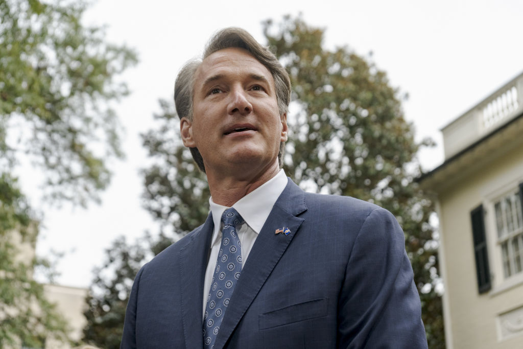 Glenn Youngkin, governor-elect of Virginia, speaks to members of the media outside the Executive Mansion in Richmond, Virginia, U.S., on Thursday, Nov. 4, 2021. (Carlos Bernate/Bloomberg —Getty Images)