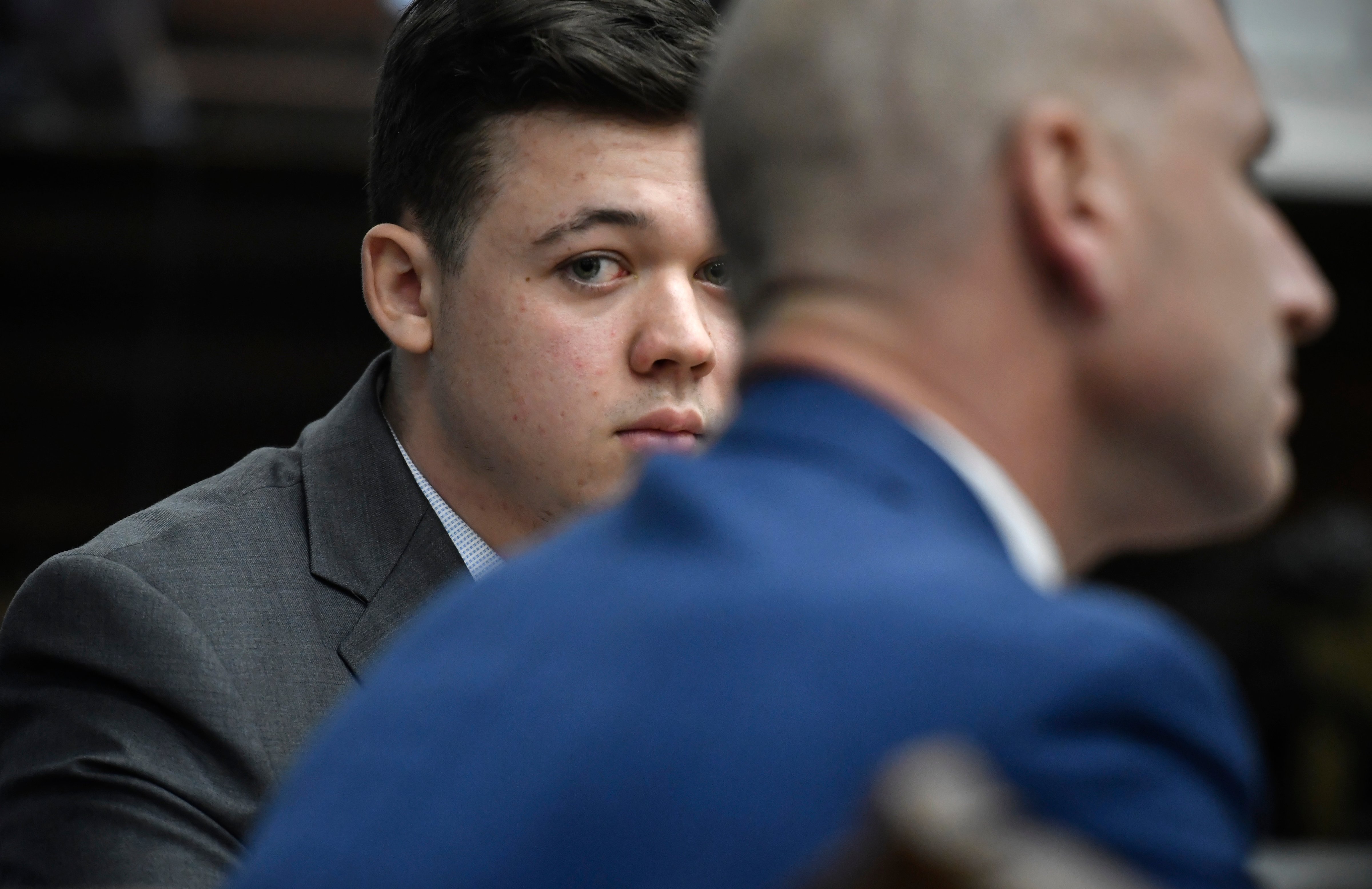 Kyle Rittenhouse listens as the Judge Bruce Schroeder talks about jury deliberations on Nov. 17, 2021 in Kenosha, Wisconsin. (Sean Krajacic—Pool/Getty Images)
