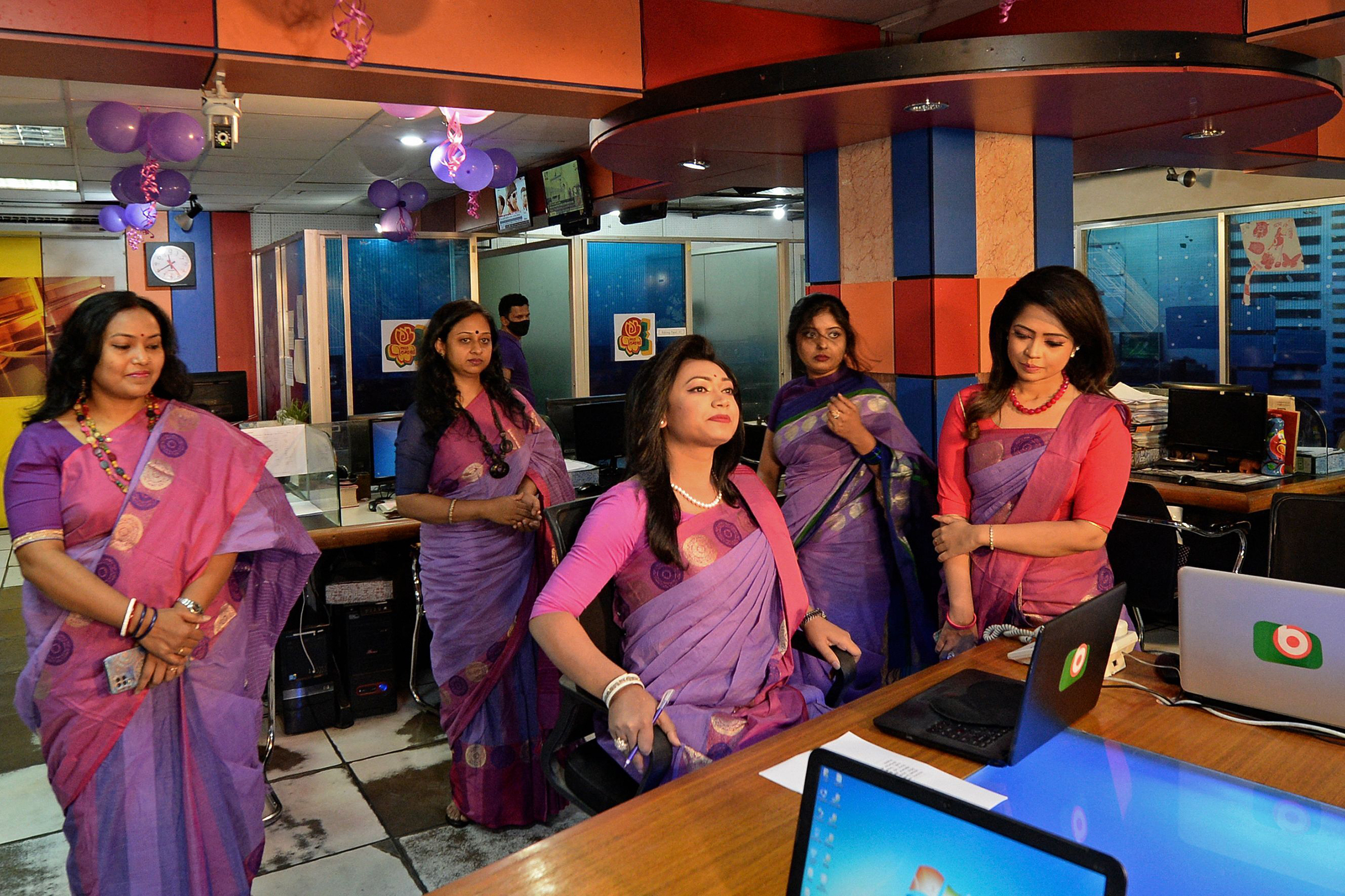 Tashnuva Anan Shishir made history as Bangladesh's first transgender television news anchor by reading a three-minute news segment in Dhaka on March 8, International Women’s Day.