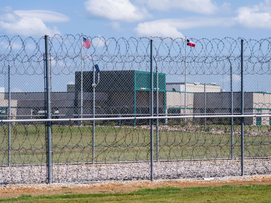 Outside the Allan B. Polunsky Unit prison, where death row inmate John Henry Ramirez is incarcerated, in Livingston, Texas, Aug. 25, 2021. (Matthew Busch/The New York Times)