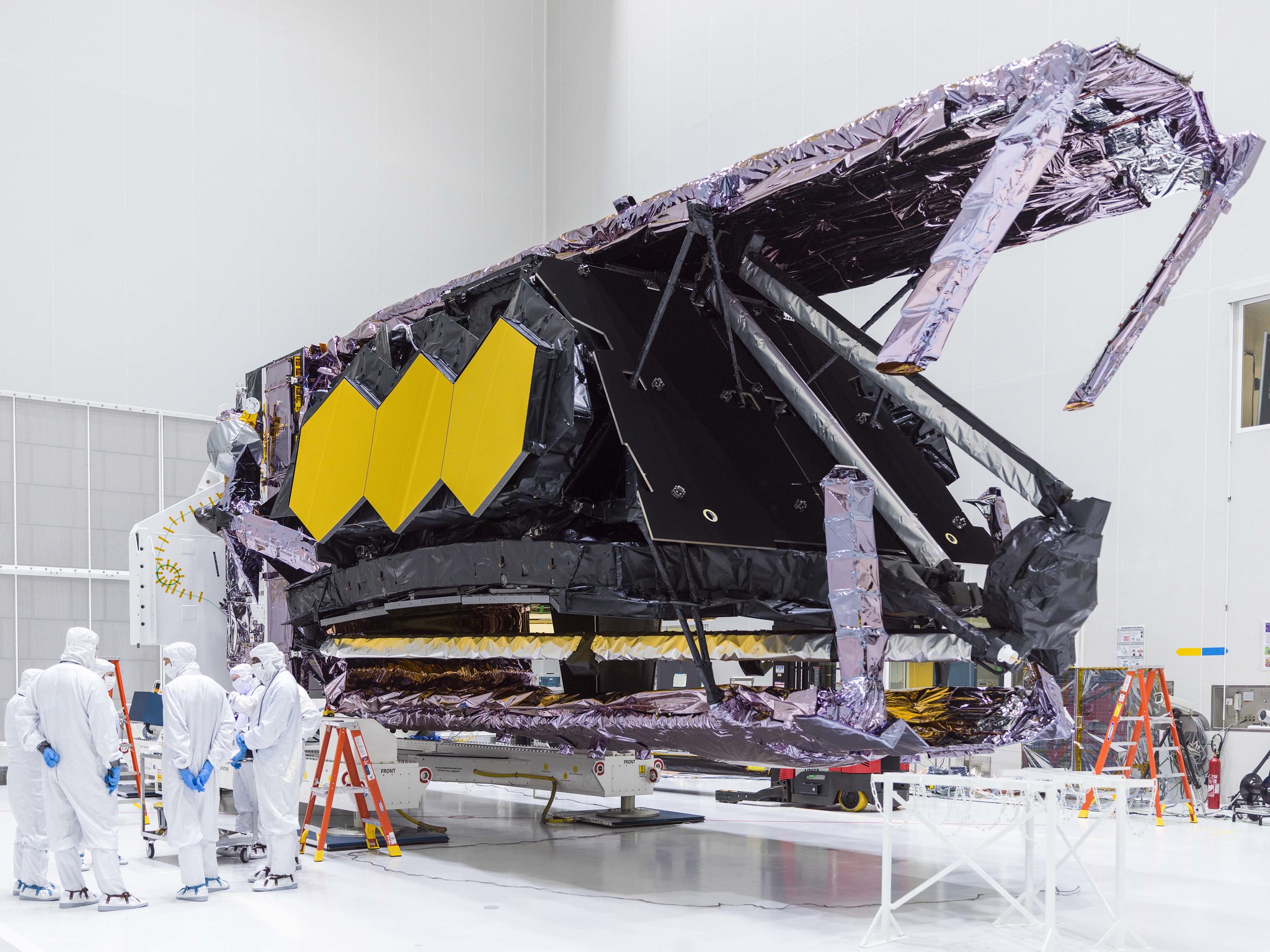 The James Webb Space Telescope seen inside a clean room ahead of its launch. (NASA/Chris Gunn)