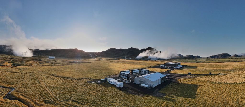 Climeworks' factory near Reykjavik on October 11, 2021. (Halldor Kolbeins—AFP/Getty Images)