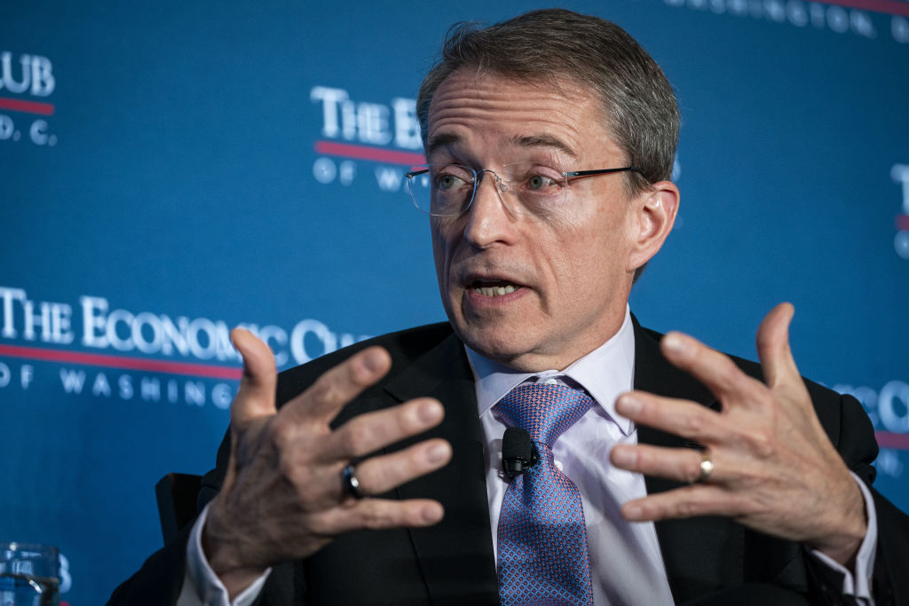 Patrick Gelsinger, chief executive officer of Intel Corp., speaks during an interview at an Economic Club of Washington event in Washington, D.C., U.S., on Dec. 9, 2021. (Al Drago/Bloomberg—Getty Images)