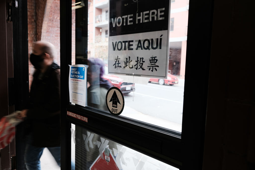 People visit a voting site at a YMCA in the Brooklyn borough of New York City, on Nov. 2, 2021. (Spencer Platt—Getty Images)