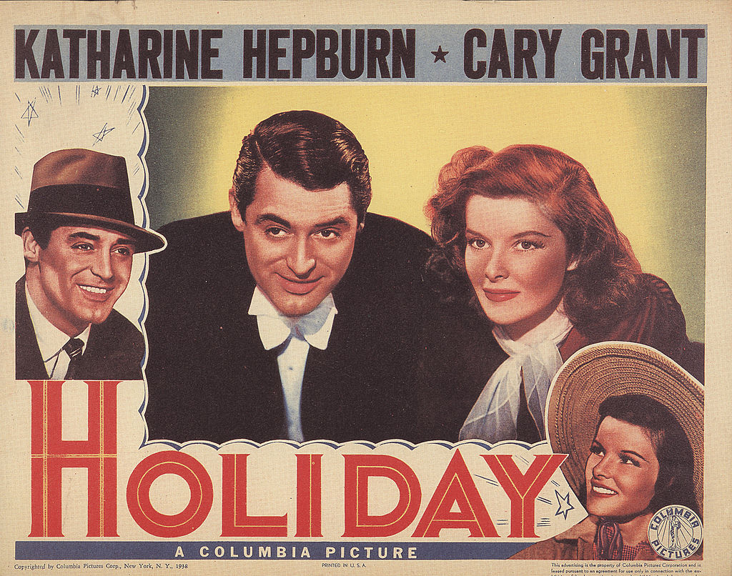 A poster for the 1938 film 'Holiday', starring Katharine Hepburn and Cary Grant. (Michael Ochs Archives)