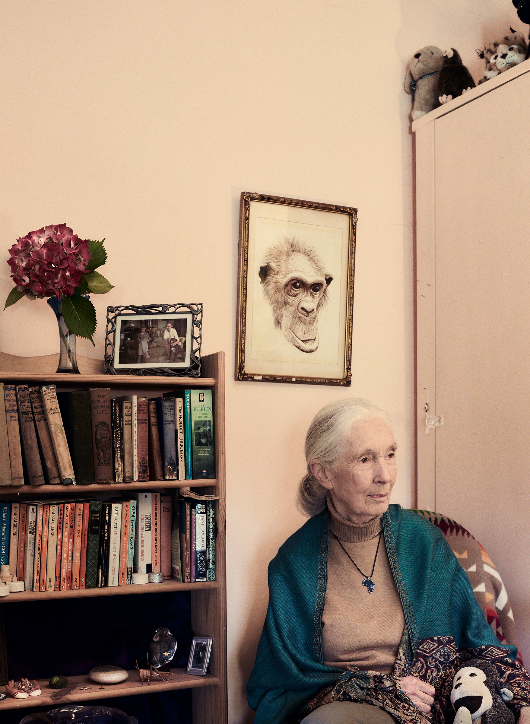 <strong>Jane Goodall</strong>. "<a href="https://time.com/6102640/jane-goodall-environment-hope/">The Enduring Hope of Jane Goodall</a>,"Oct. 11 issue. (Nadav Kander for TIME)