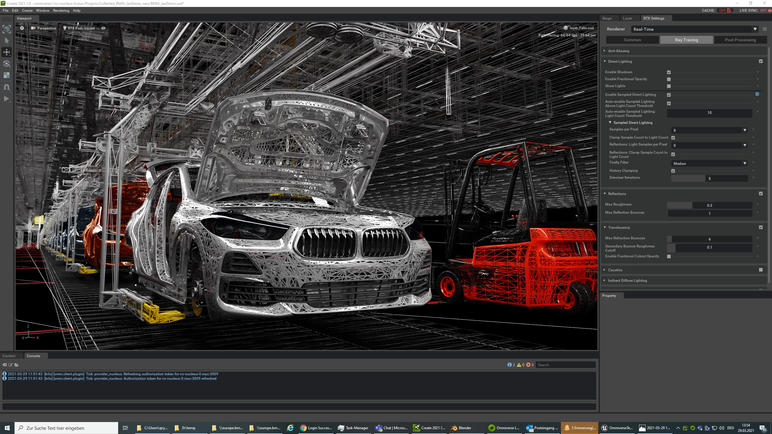An image from the digital twin of BMW's factory in Regensburg, Bavaria, created in NVIDIA's Omniverse (BMW)
