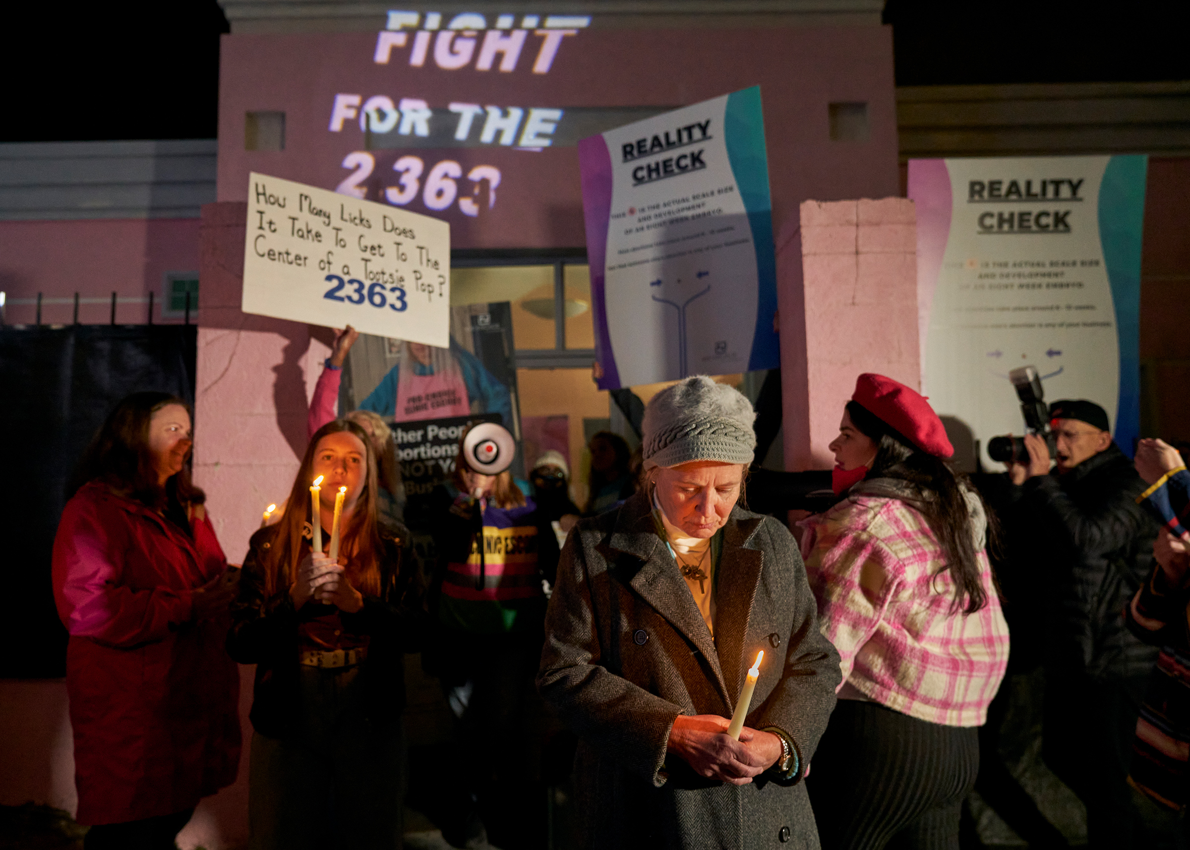 National <a href="https://time.com/6116072/mississippi-abortion-supreme-court-jackson-womens-health/">anti-abortion groups</a> like Live Action protest at the Jackson clinic ahead of a Supreme Court hearing. (Stacy Kranitz for TIME)