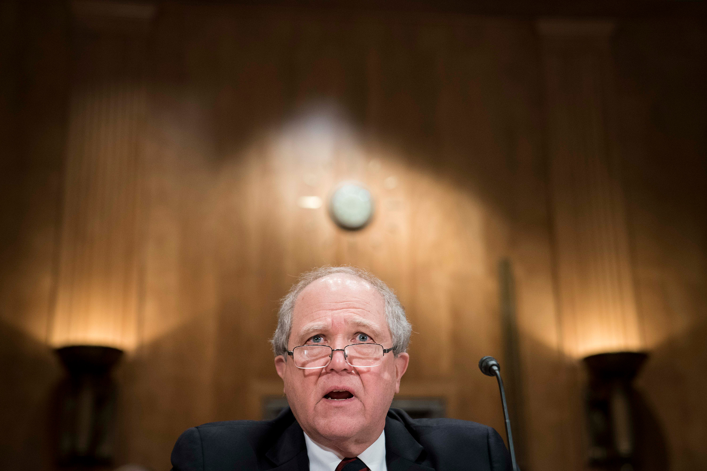 John F. Sopko, Special Inspector General for Afghanistan Reconstruction, testifies before the Senate Homeland Security and Governmental Affairs Committee in Washington, D.C., on Feb. 11, 2020. (Sarah Silbiger—Getty Images)