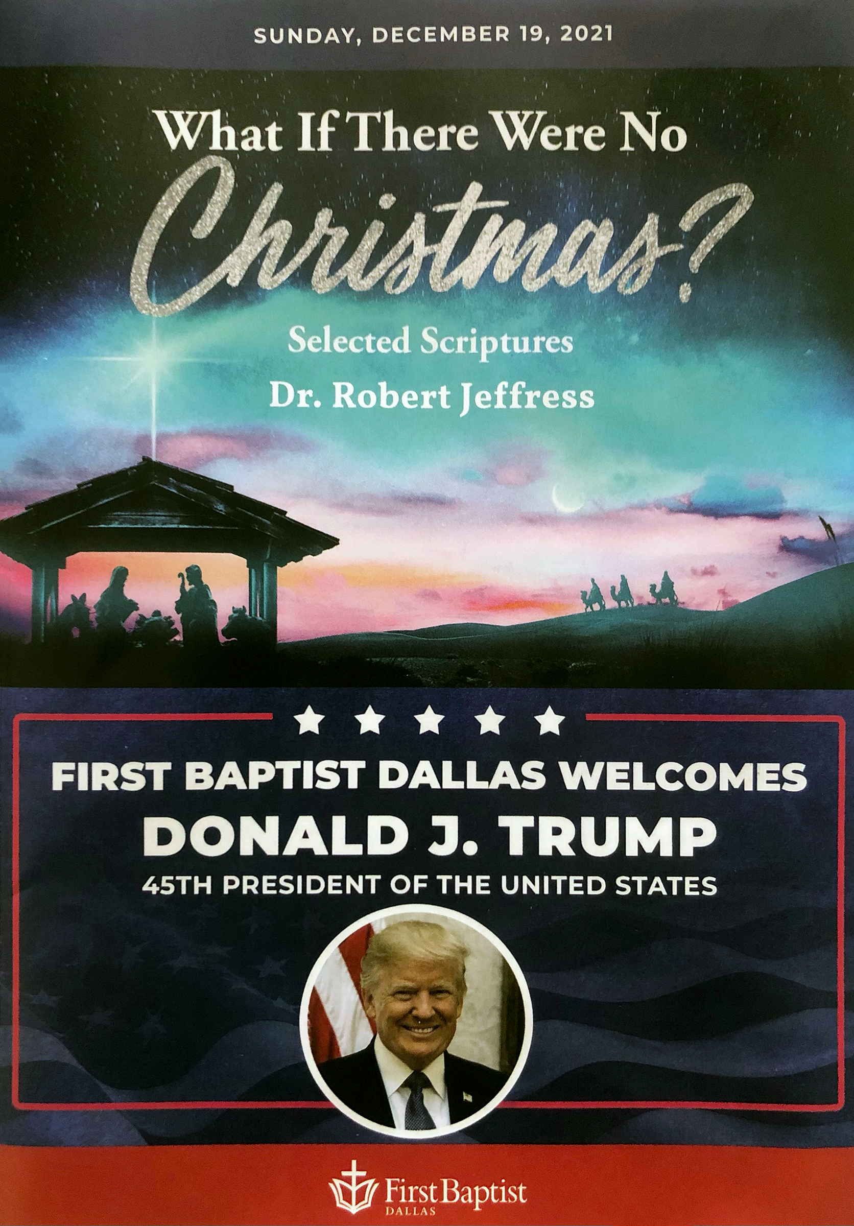 A program from the What If There Were No Chrismas? event on Sunday December 19, 2021.