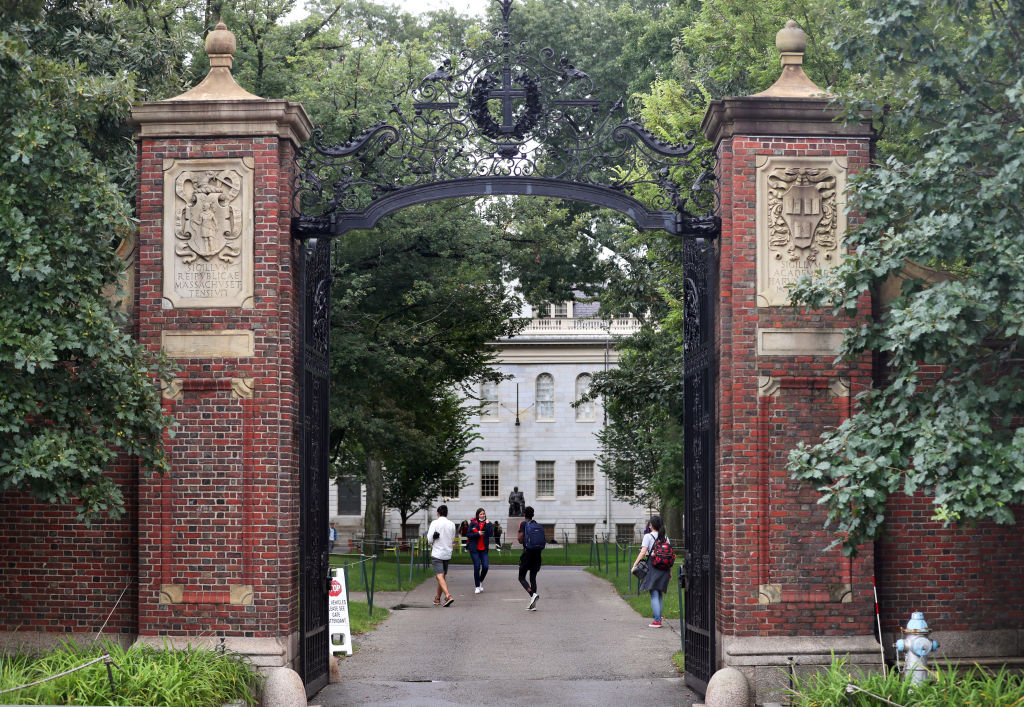 A view of the Harvard Yard gate in Cambridge, MA on September 16, 2021. (David L. Ryan-The Boston Globe)