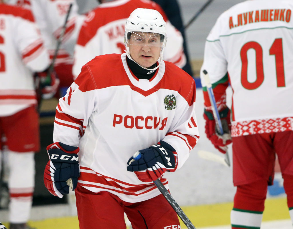 Russian President Putin And Belarussian Counterpart Lukashenko Play Friendly Hockey Match