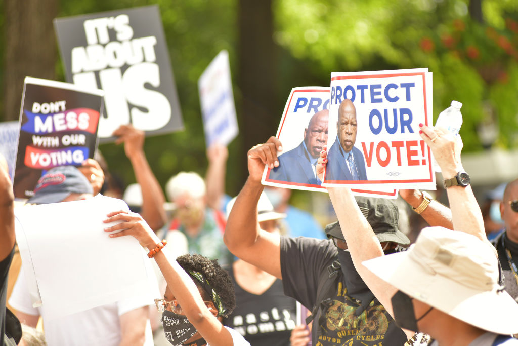 A general view during the March On For Voting Rights at The King Center on August 28, 2021 in Atlanta, Georgia. (Derek White-Getty Images)