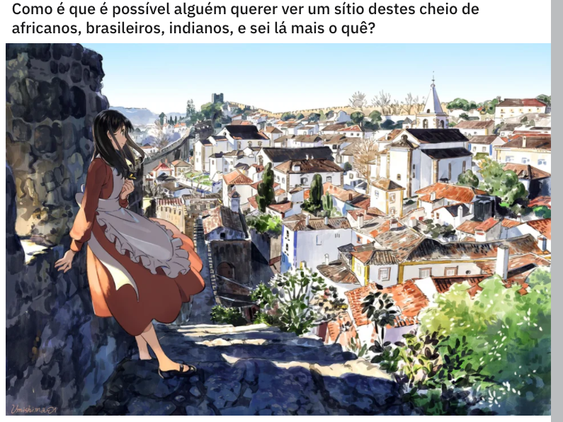 A screenshot from the Reddit community r/Portugueses, which often includes anti-Black, anti-Roma and anti-immigrant sentiment. “How is it possible for someone to want to see a place like this full of Africans, Brazilians, Indians, and I don't know what else?,” the caption reads in Portuguese. (A screenshot from the Reddit community r/Portugueses)