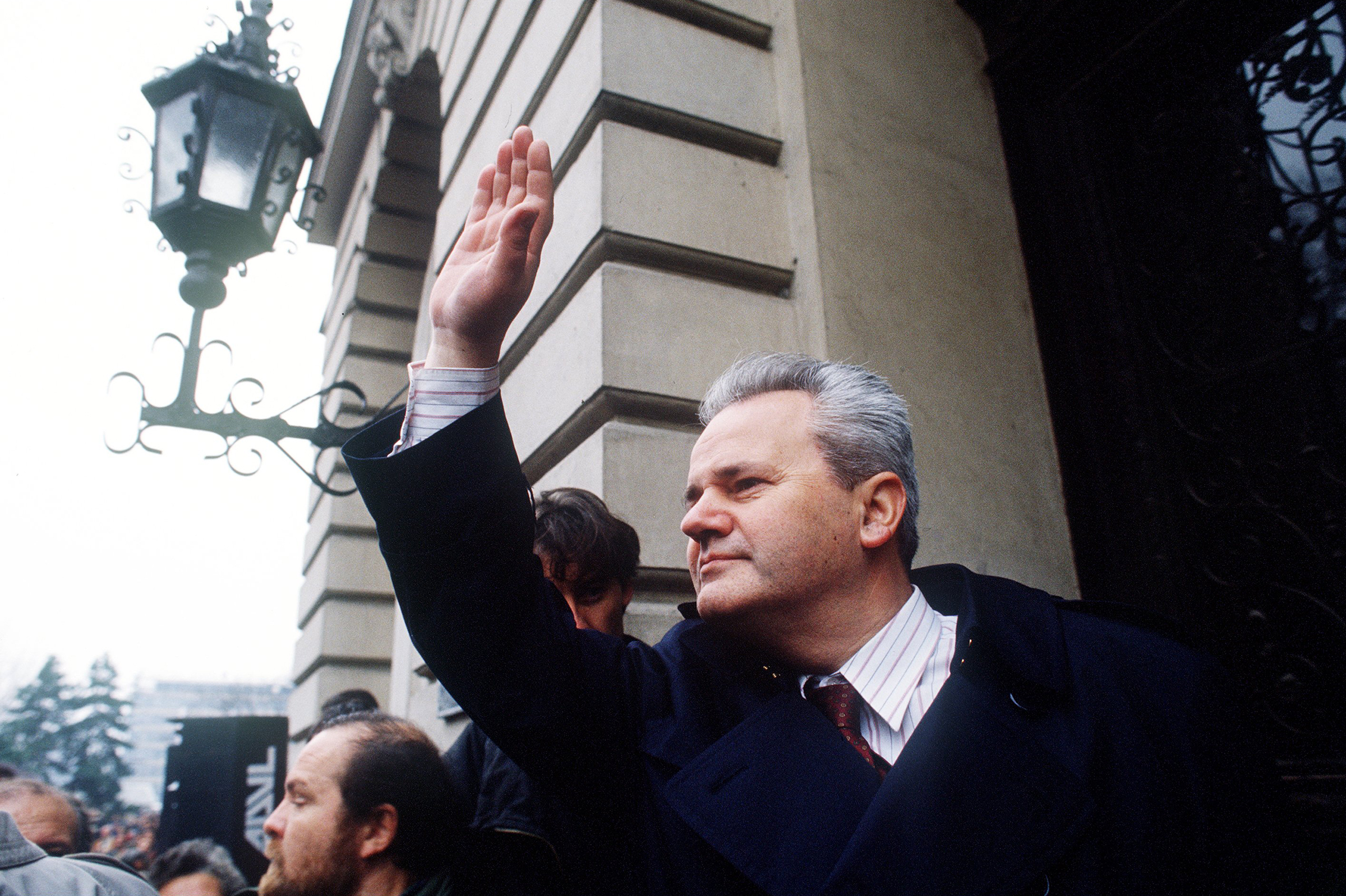 Serbian President, Slobodan Milosevic, campaigning in Krusevac, during the 1992 Serbian general election, December 17, 1992. (Chip Hires—Gamma Rapho/Getty Images)