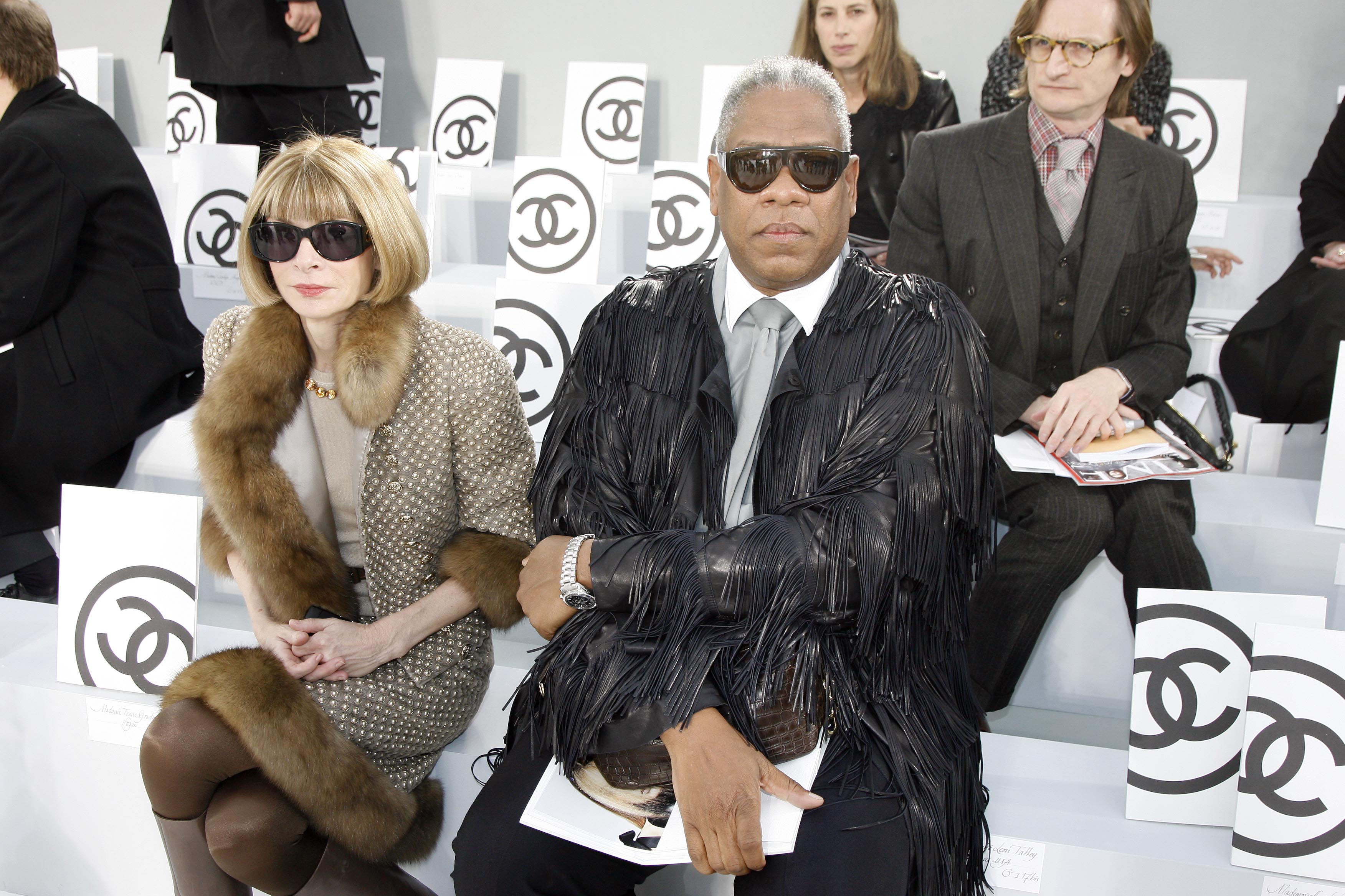 Anna Wintour and Andre Leon Talley sit front row at the 2007-8 fall/winter Chanel fashion show during Paris Fashion Week on March 2, 2007. (Michel Dufour—WireImage)