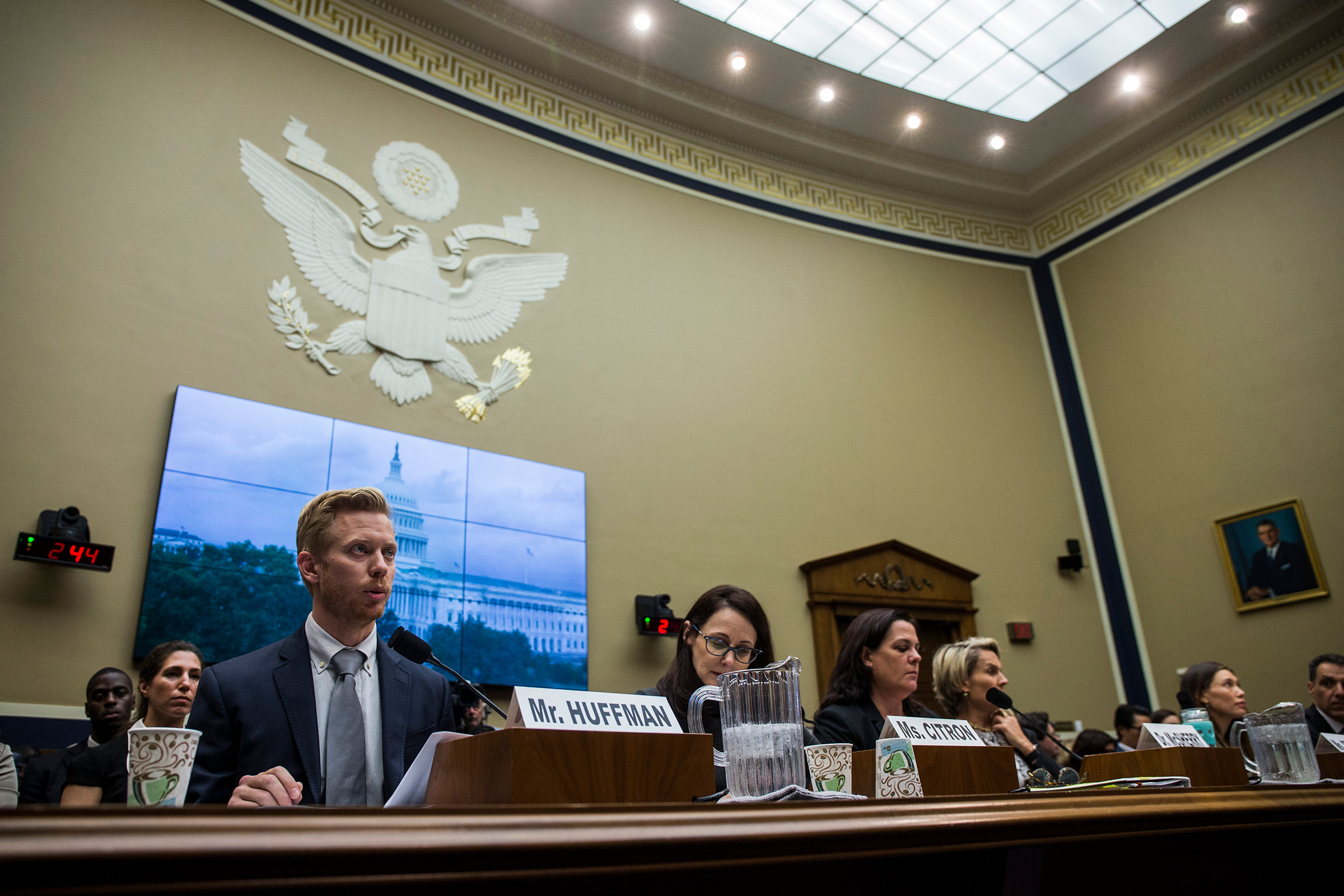 Reddit Inc. co-founder and CEO Steve Huffman looks on during a hearing with the House Communications and Technology and House Commerce Subcommittees on Oct. 16, 2019 in Washington, DC. The hearing investigated measures to foster a healthier internet and protect consumers. (Zach Gibson—Getty Images)