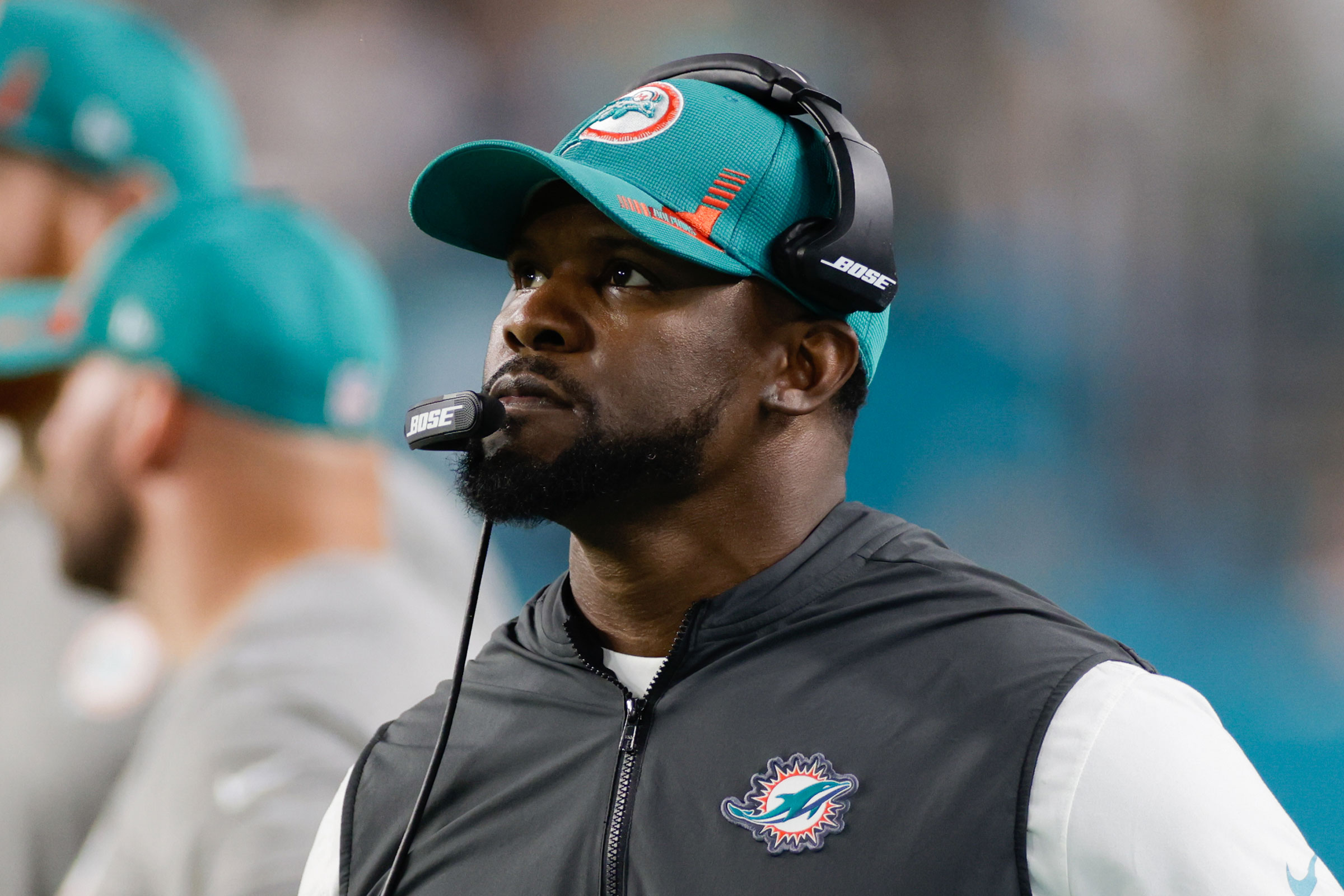 Miami Dolphins head coach Brian Flores during the game between the New England Patriots and the Miami Dolphins in Miami Gardens, Fl. on on Jan. 9, 2022. (David Rosenblum—Icon Sportswire/Getty Images)