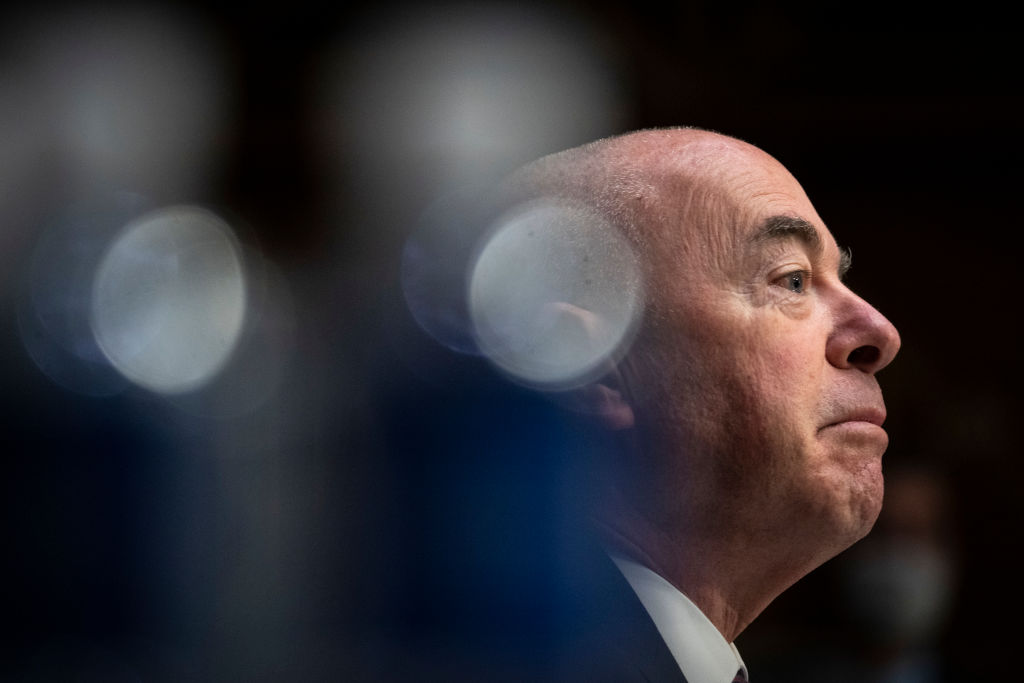 Department of Homeland Security Secretary Alejandro Mayorkas testifies during a Senate Judiciary Committee hearing on November 16, 2021 in Washington, DC. (Drew Angerer—Getty Images)