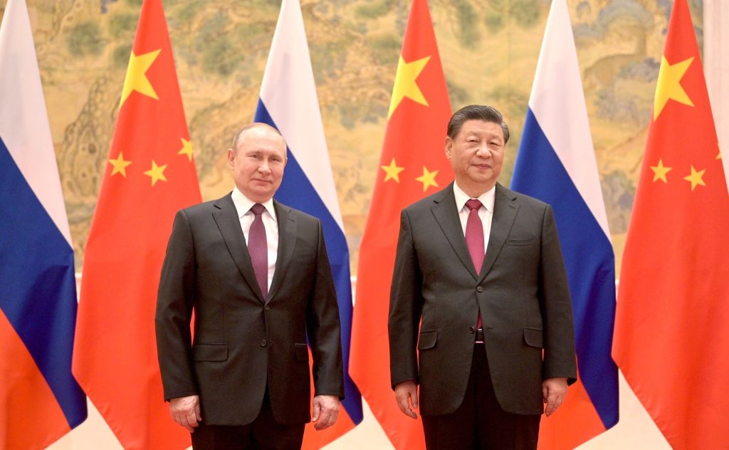 Russian President Vladimir Putin (L) and Chinese President Xi Jinping (R) meet in Beijing, China on February 4, 2022. (Photo by Kremlin Press Office/Handout/Anadolu Agency via Getty Images) (KREMLIN PRESS OFFICE / HANDOUT)
