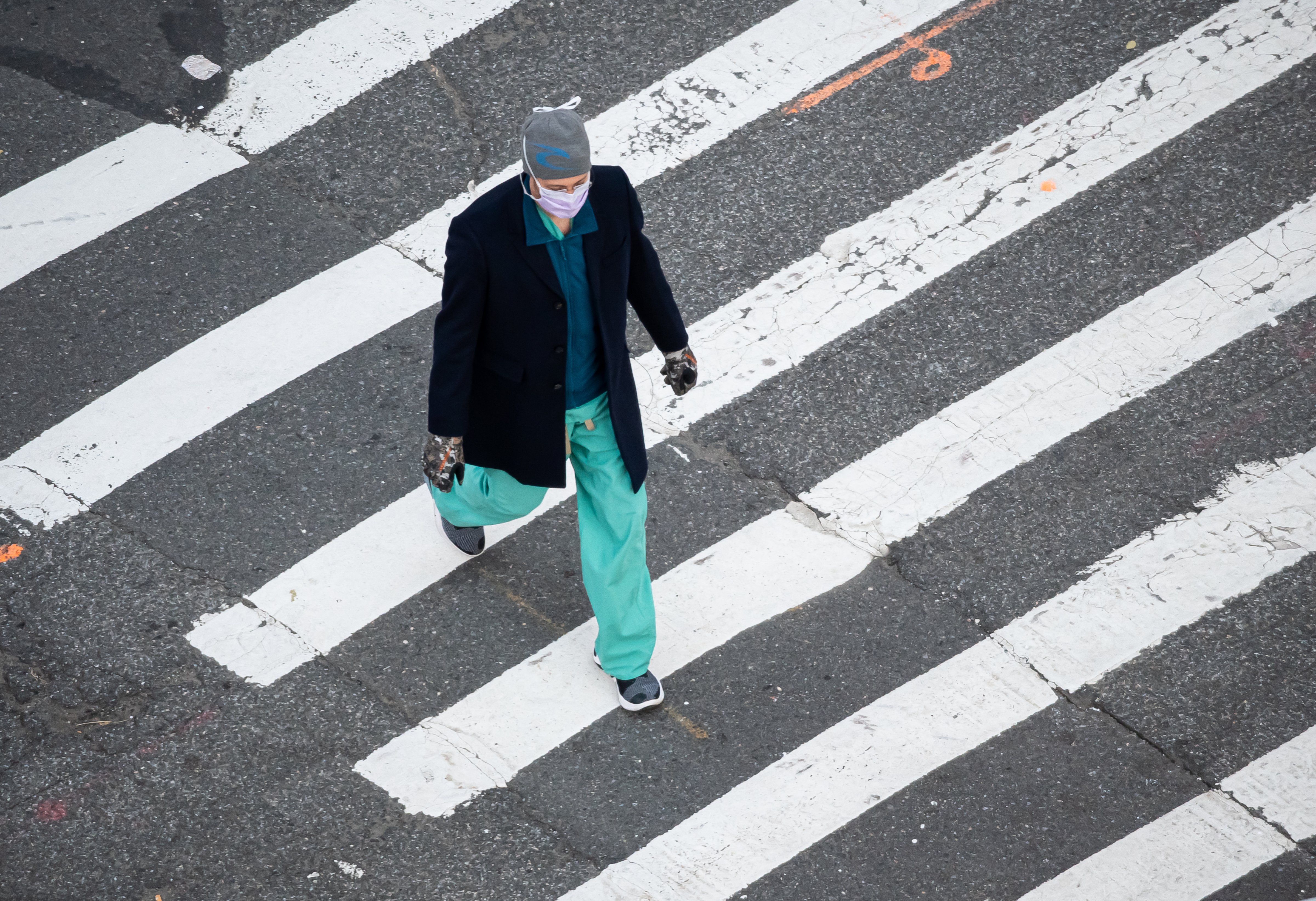 A medical worker walks in New York City in December 2020 (Noam Galai—Getty Images)
