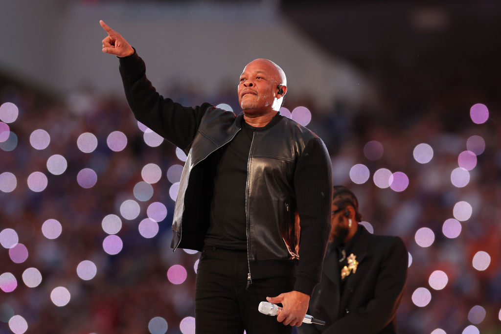 Dr. Dre performs during the Pepsi Super Bowl LVI Halftime Show. (Kevin C. Cox/Getty Images)