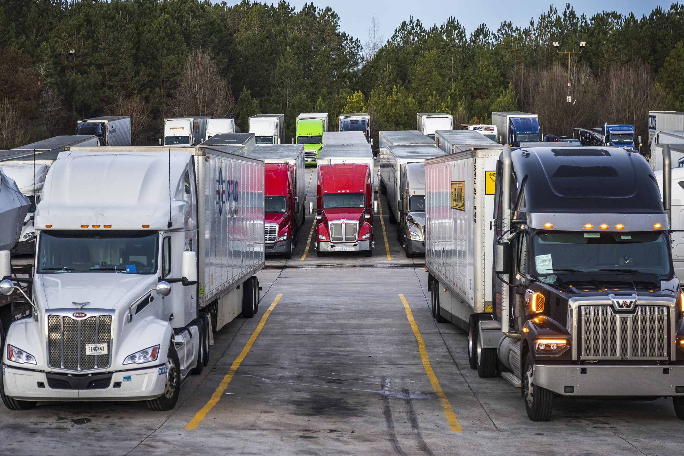 Trucks outside Atlanta GA on February 5th 2022. (Andrew Hetherington for TIME)