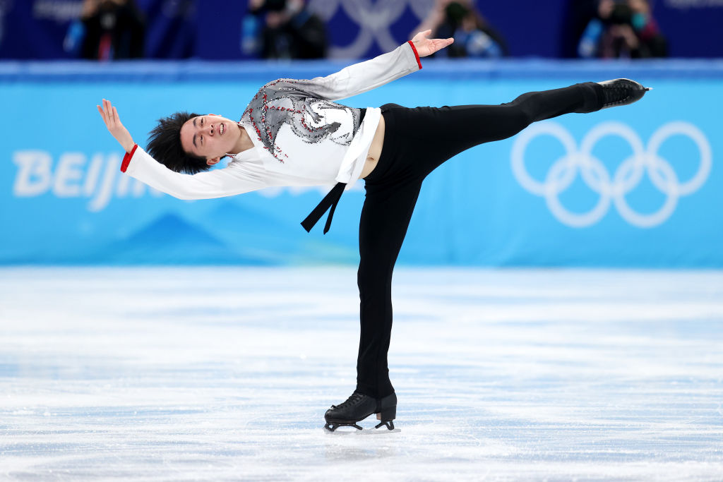 Vincent Zhou of Team USA skates during the Men's Single Skating Free Skating Team Event on day two of the Beijing 2022 Winter Olympic Games at Capital Indoor Stadium on Feb. 6, 2022 in Beijing. (Catherine Ivill–Getty Images)