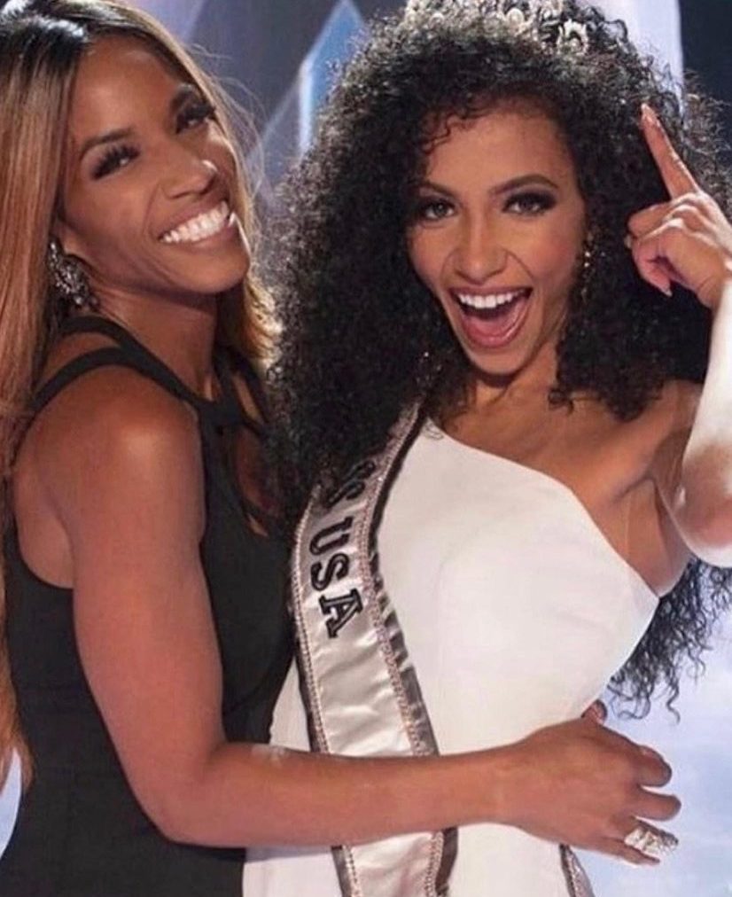 Cheslie Kryst and her mother, moments after Kryst was crowned Miss USA 2019, in Reno, Nev., on May 2, 2019. (Courtesy of the Kryst family)