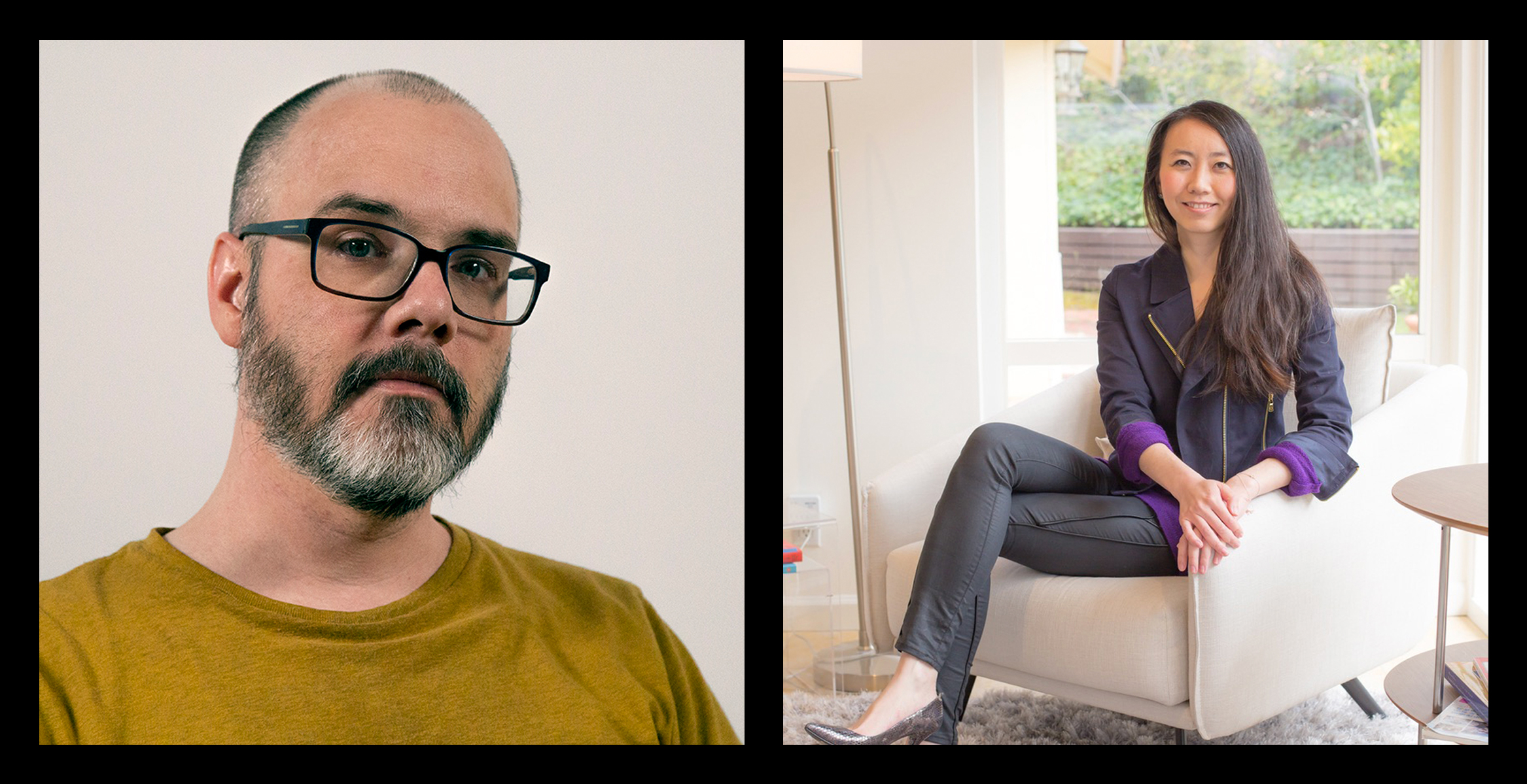 Dan Olson (left), the creator of the video essay "Line Goes Up – The Problem With NFTs," and the macro-economist and crypto investor Tascha Che (right). (Courtesy Dan Olson and Tascha Che)