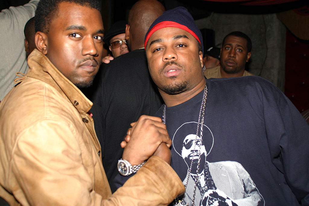 Kanye West and Just Blaze in New York City in 2004 (WireImage)
