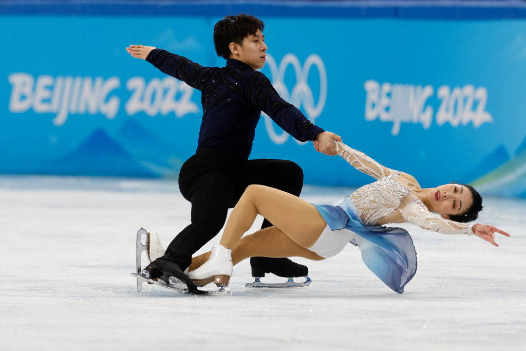 Sui Wenjing and Han Cong of Team China skate during the Pair Skating Free Skating of the Beijing 2022 Winter Olympic Games on Feb. 19, 2022 in Beijing, China. (Fred Lee—Getty Images)