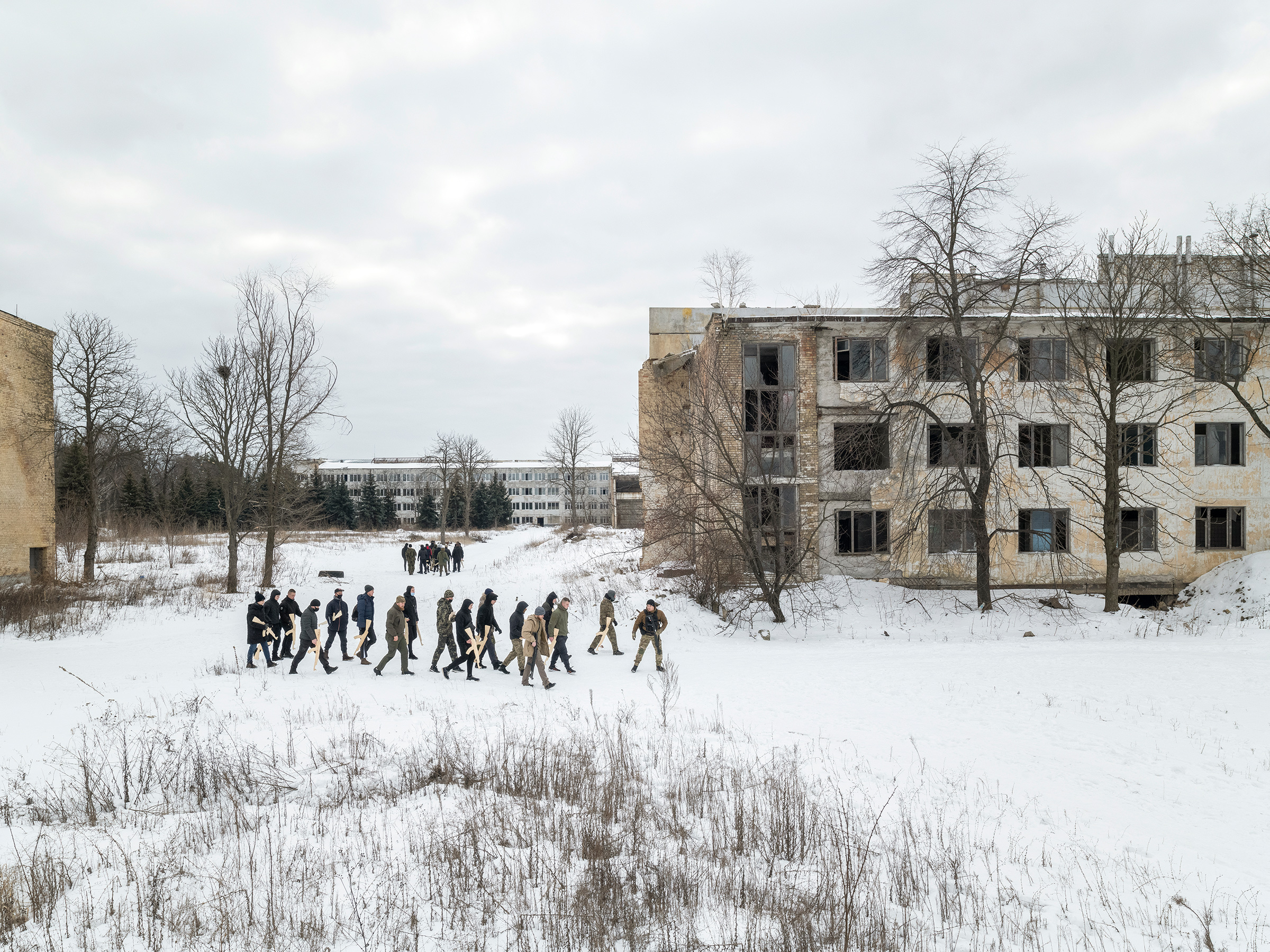 Civilian defense forces training in Kyiv in January 2022. (Lorenzo Maccotta—Contrasto/Redux)