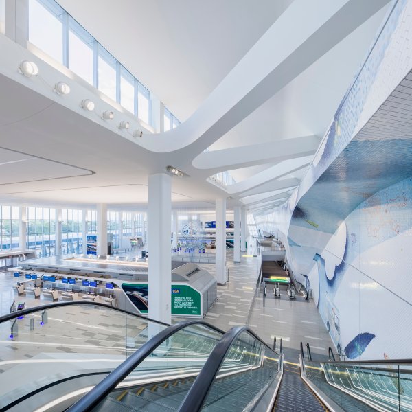 Architecture firm HOK redesigned New York City’s LaGuardia Terminal B, which opened to the public in 2022.