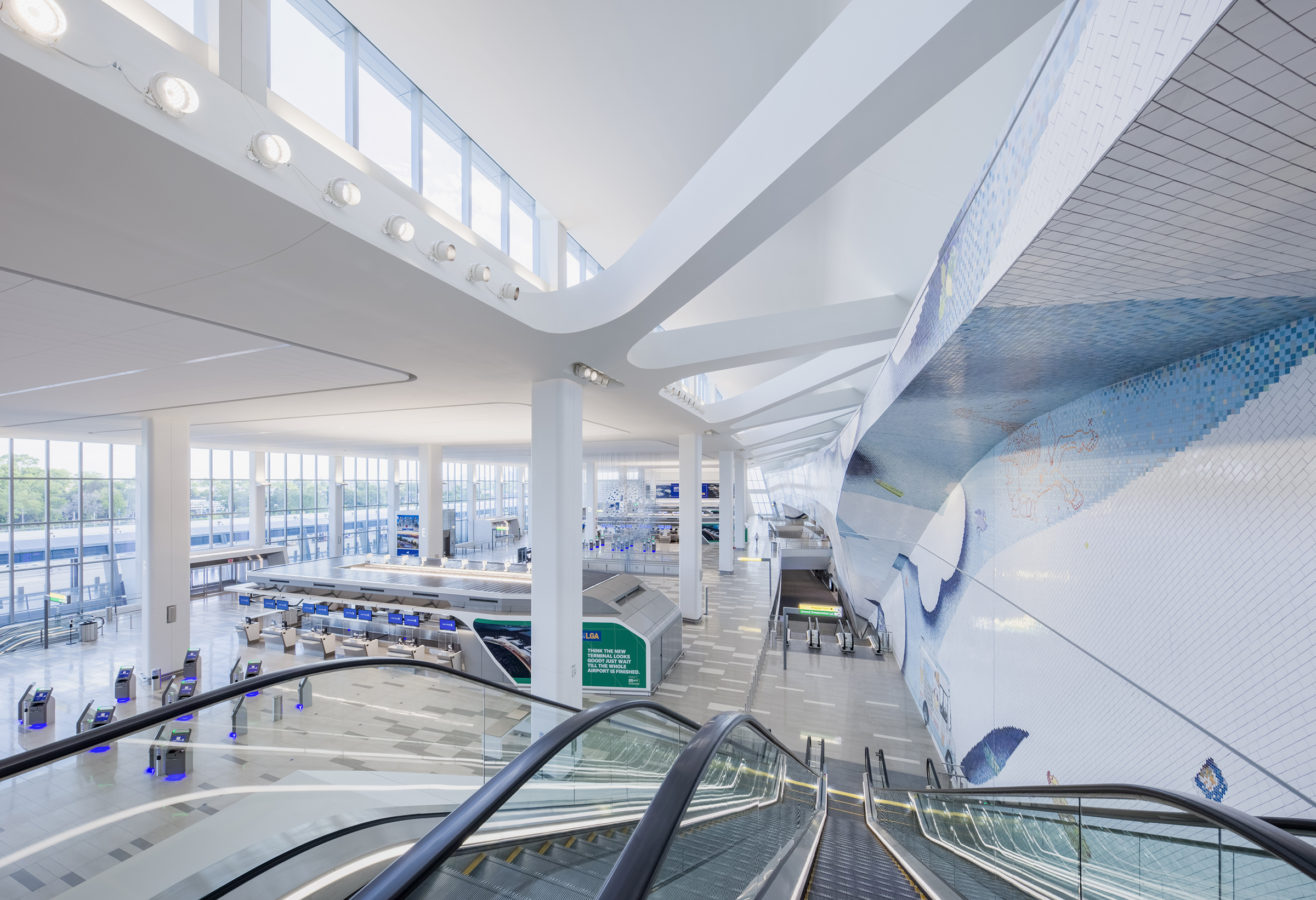 Architecture firm HOK redesigned New York City’s LaGuardia Terminal B, which opened to the public in 2022. (Courtesy HOK)